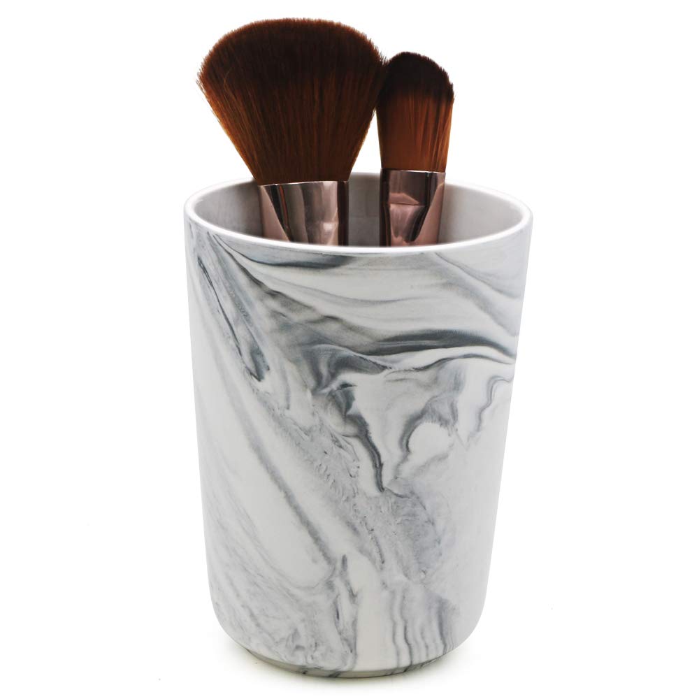 Premium Ceramic Toothbrush & Makeup Brush Holder - Stylish Bathroom Countertop Organizer for Toothpaste, Pens & Cosmetics | Perfect for Modern Vanity, Guest Bathroom & Spa-Like Decor