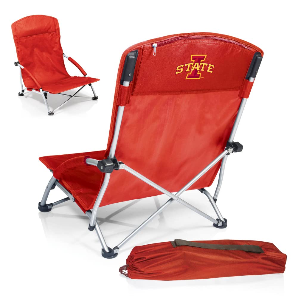 PICNIC TIME NCAA Tranquility Low Beach Chair with Carry Bag - Portable Folding Lawn Chair for Adults - Perfect for Beach, Camping, Backyard & Outdoor Relaxation