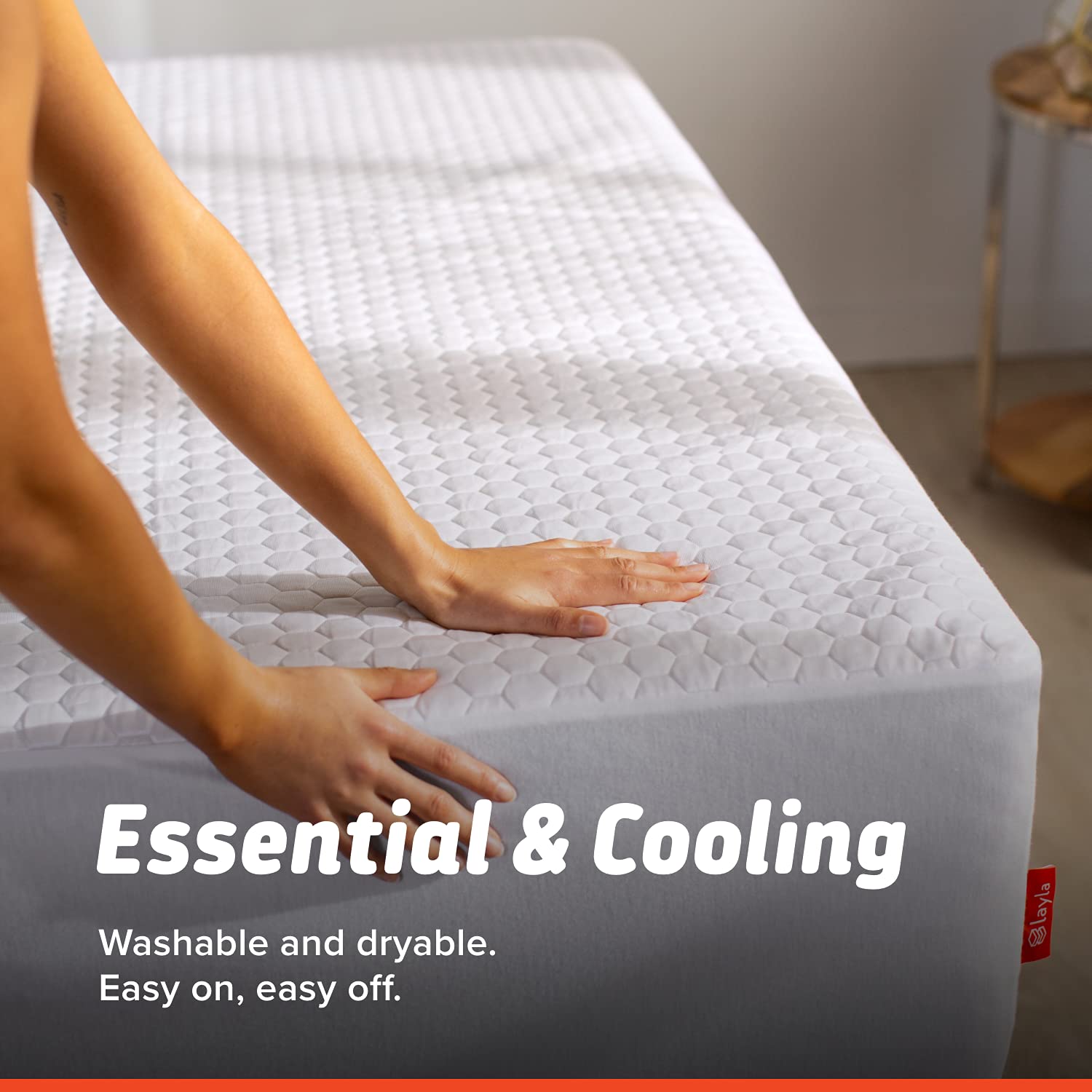 Layla Waterproof Mattress Protector - Breathable Cooling King Size Mattress Pad for Hot Sleepers | Hypoallergenic Bed Encasement with Liquid Protection | Perfect for Allergy Sufferers & Temperature Regulation