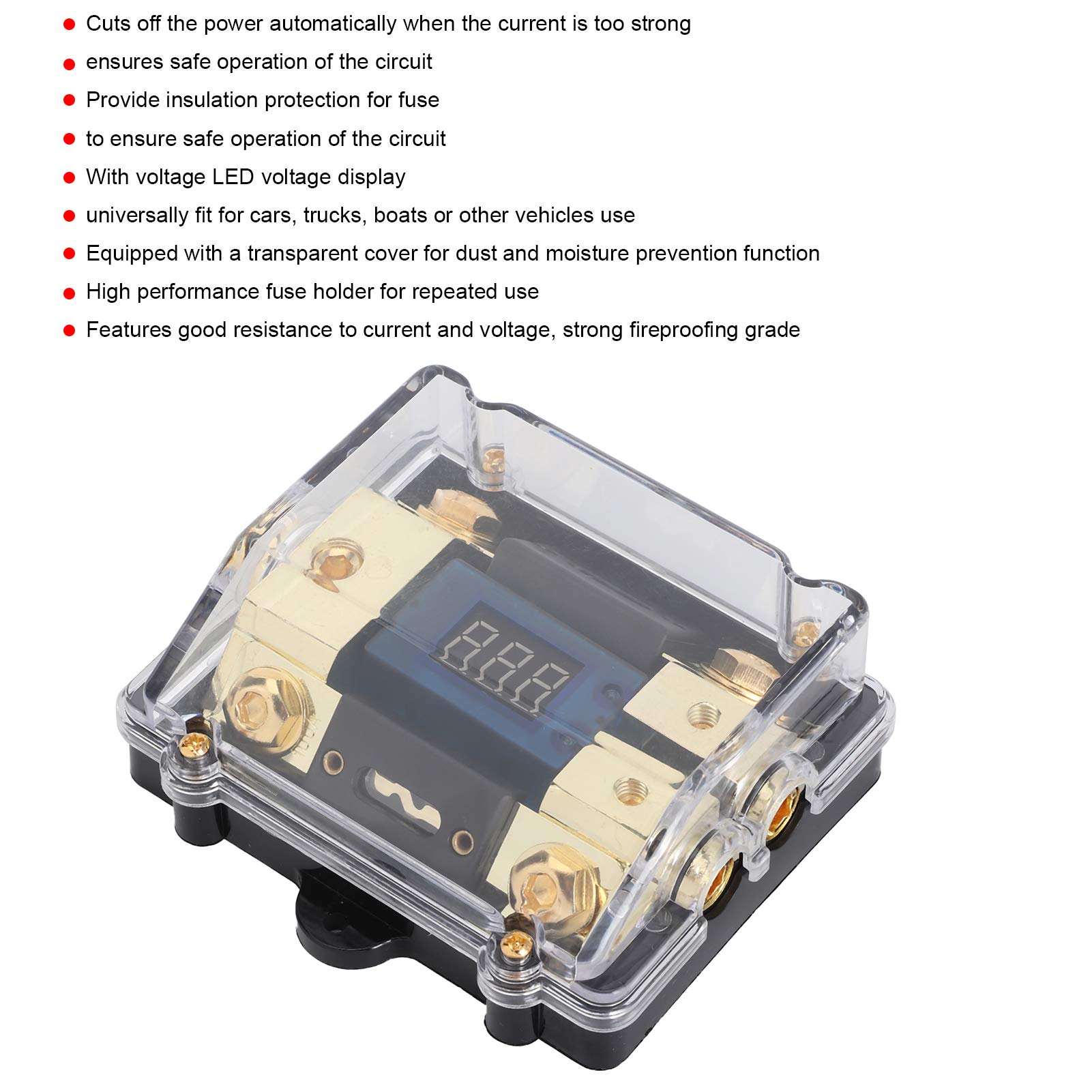 Digital LED Voltage Display Holder Block 100A 1 in 2 Out with Clear Readout - Perfect for Car Audio, Yacht & Marine Electrical Systems Monitoring