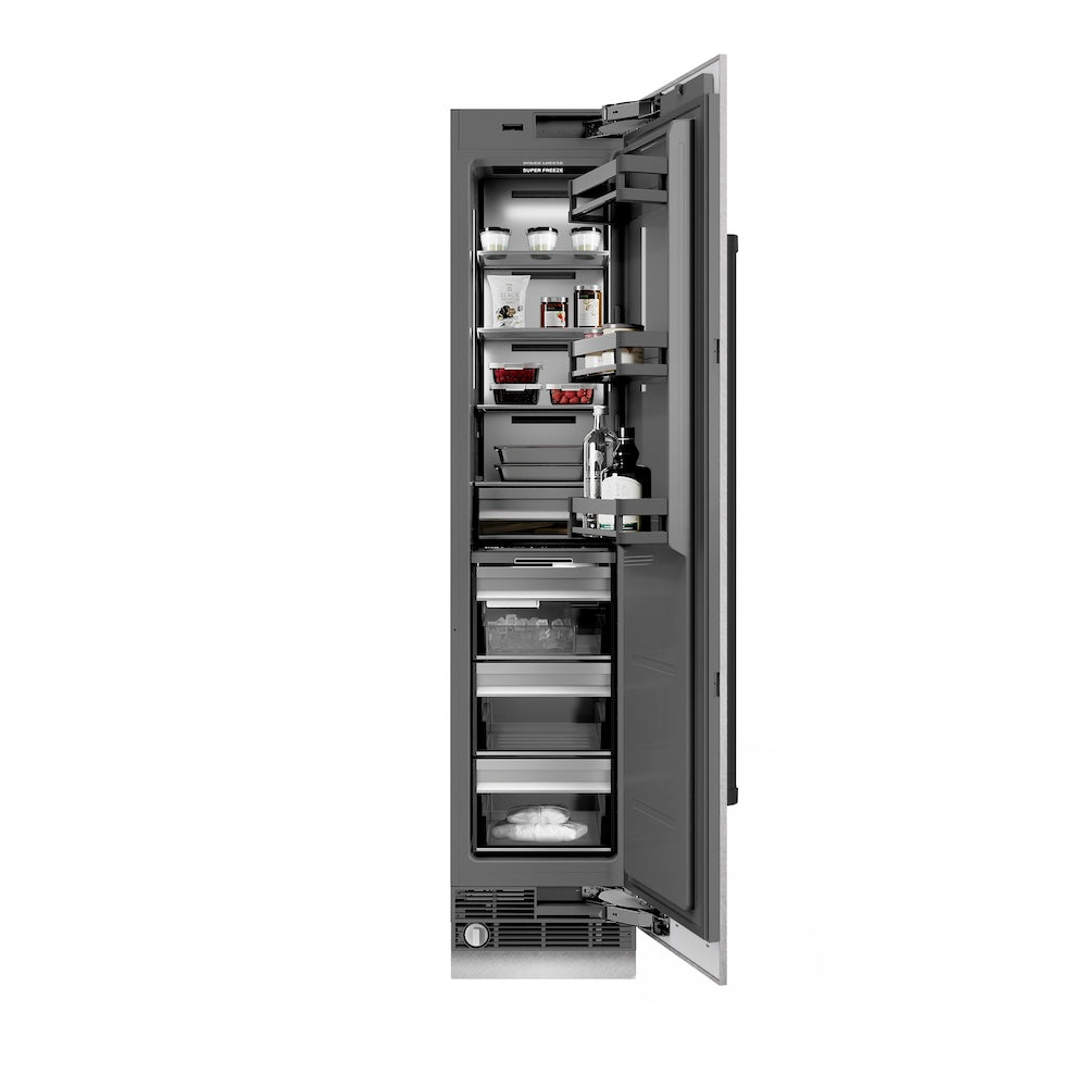 ZLINE Autograph Edition 18 Inch 8.6 cu ft Right Hinge Column Freezer - Stainless Steel with Graphite Gray Interior & Matte Black Accents (RCFVRZ SN 18 MB) | Perfect for Home Kitchen, Basement, Garage & Commercial Use