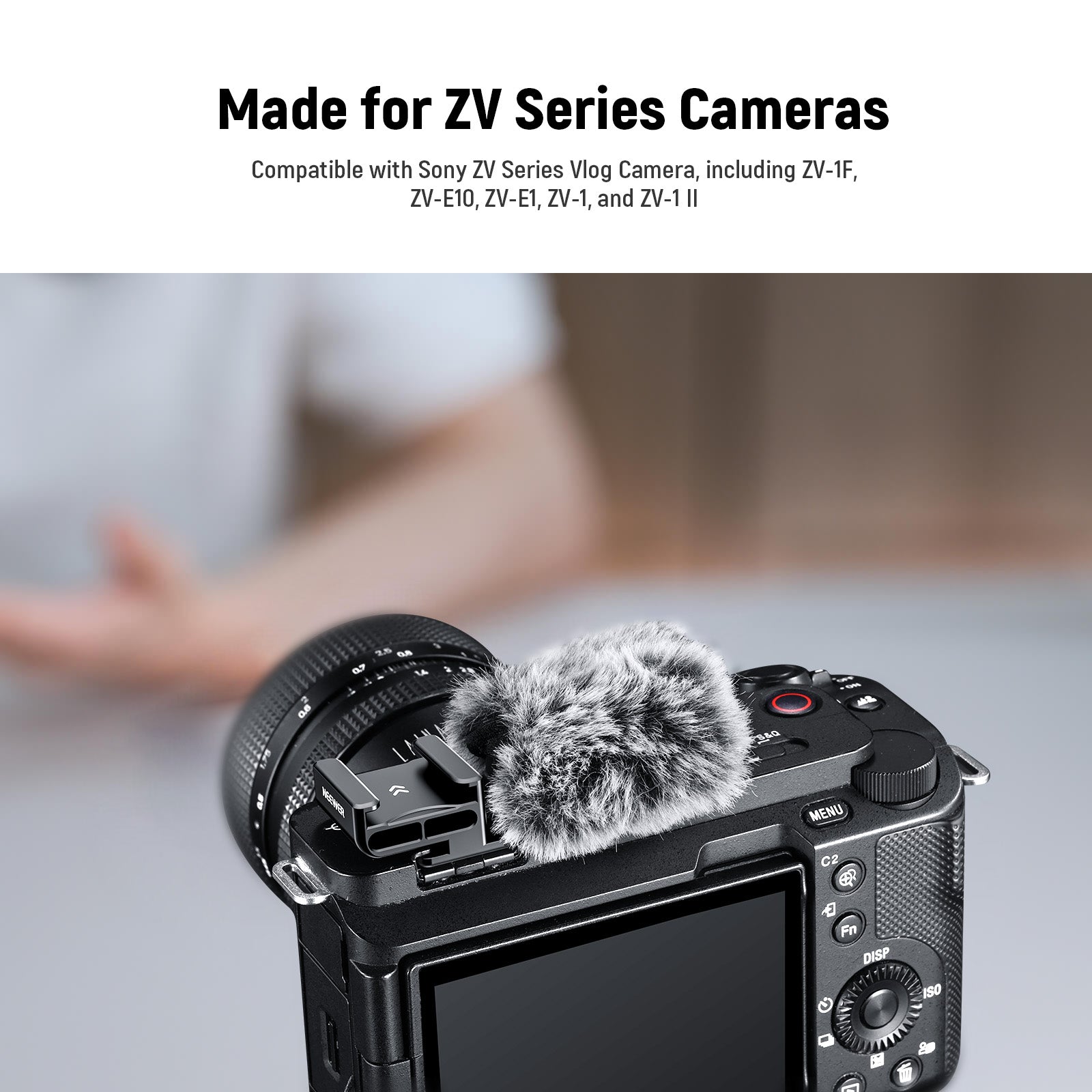 NEEWER CA133 Professional Cold Shoe Wind Muff for Sony ZV-1F/ZV-E10/ZV-1/ZV-E1/ZV-1 II Cameras - Reduce Wind Noise for Vlogging, Outdoor Shooting & Content Creation