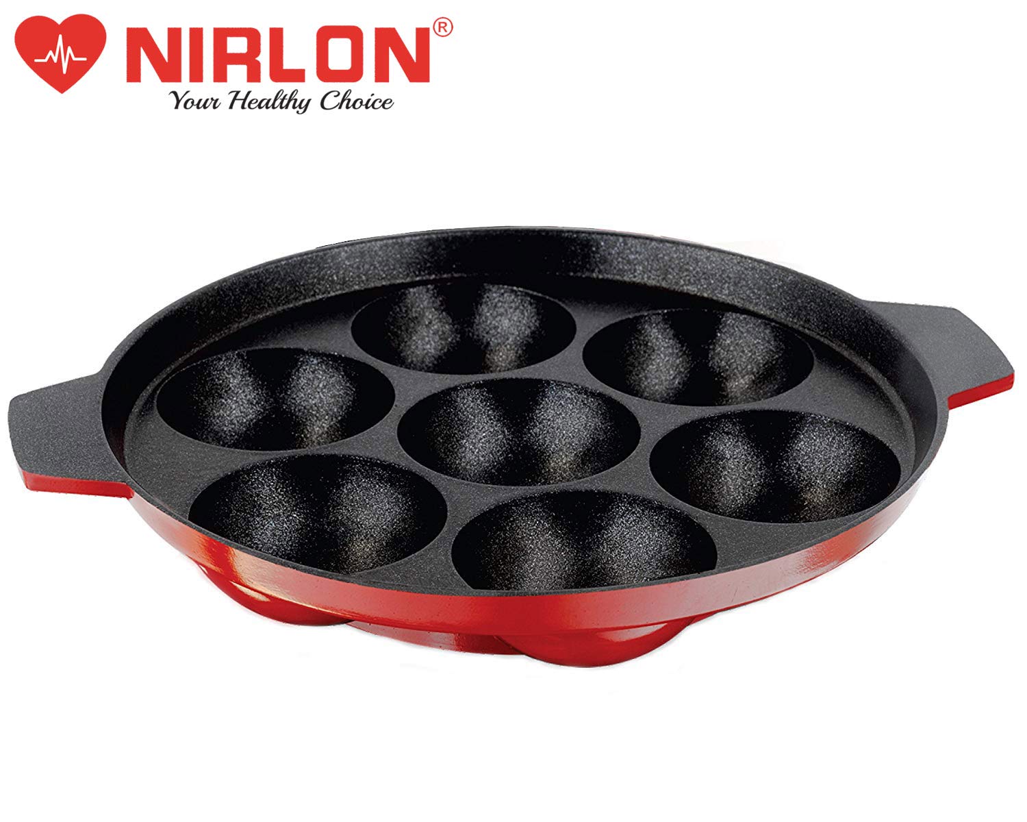 NIRLON Aluminum Non-Stick 7-Cavity Appam Pan | Paniyaram Maker | Traditional Indian Pancake Pan | Dosa Batter Cookware | Perfect for Appam, Paniyaram, Paddu & Ponganal | Ideal for Home Cooking & Indian Breakfast Preparation