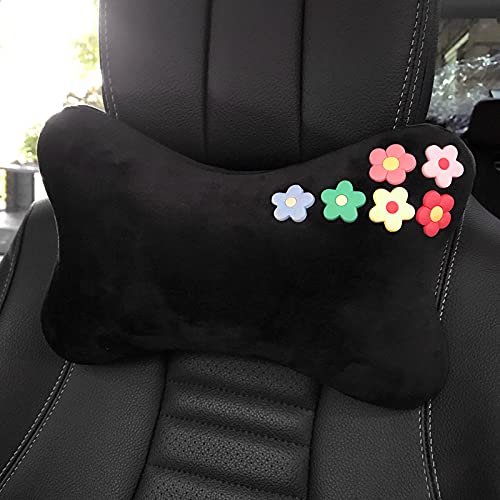 Cute Daisy Flower Car Steering Wheel Cover & Seat Belt Pad - Soft Gear Shift Cover for Women, Girls Auto Interior Accessories | Perfect for Summer Road Trips & Daily Commute