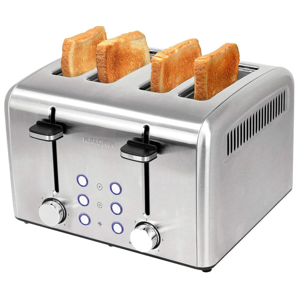 KALORIK TO46813SS 4-Slice Stainless Steel Toaster with Extra-Wide Slots & Bagel Mode - Perfect for Breakfast, Sandwiches & Bagels at Home or Office