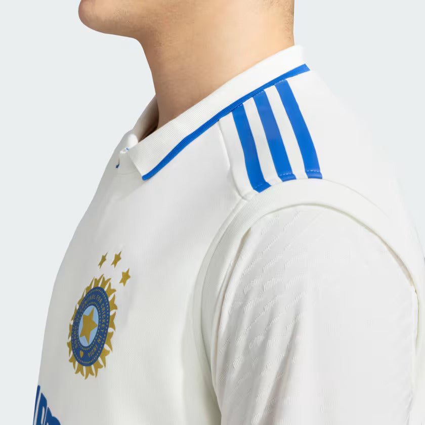 Adidas India Cricket Test Sleeveless Pullover for Men - Lightweight & Breathable Cricket Jersey for Training & Matches