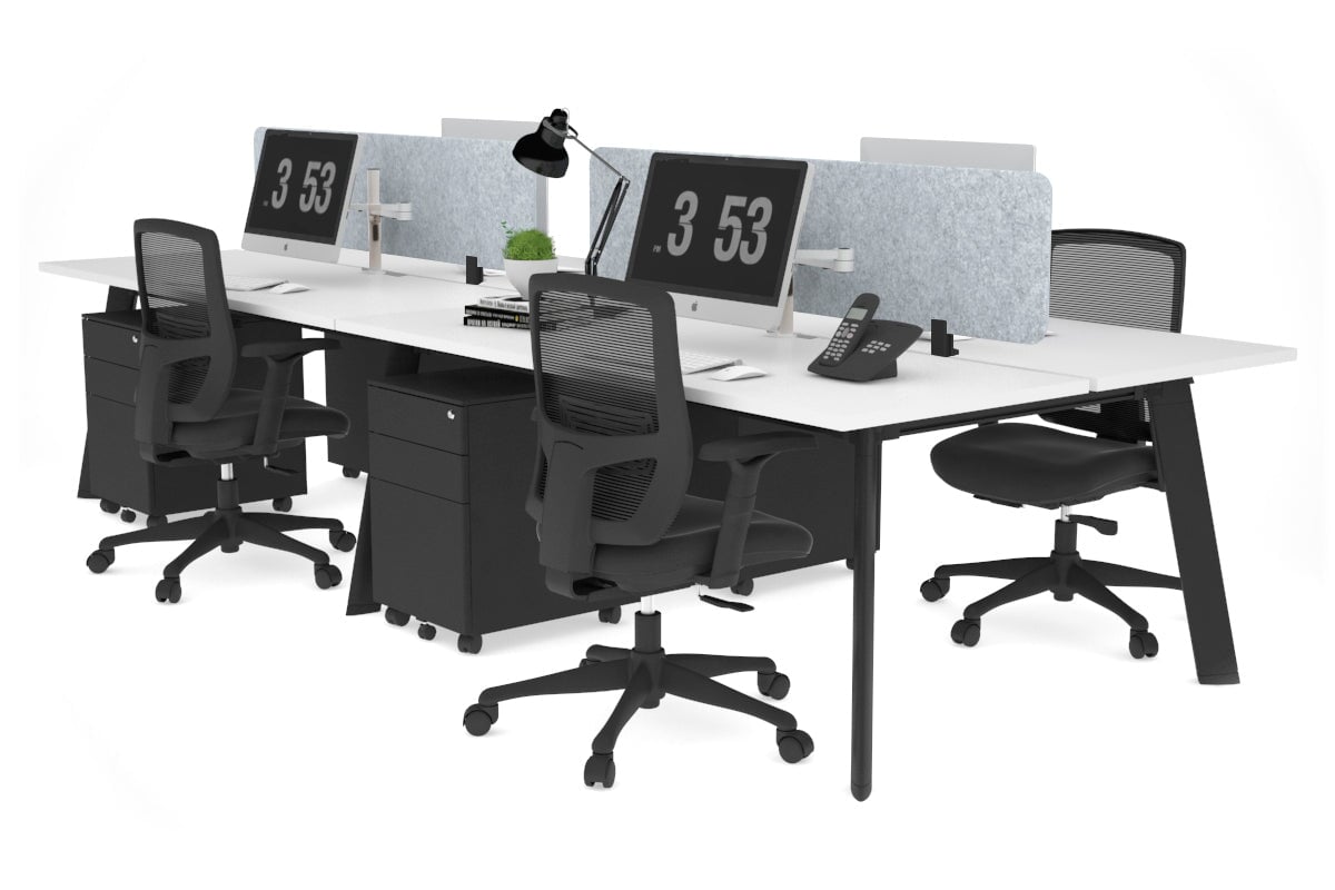 4-Person Workstation with Black Frame - 1800L x 800W Office Desk with Cable Management | Perfect for Team Collaboration & Open Office Spaces