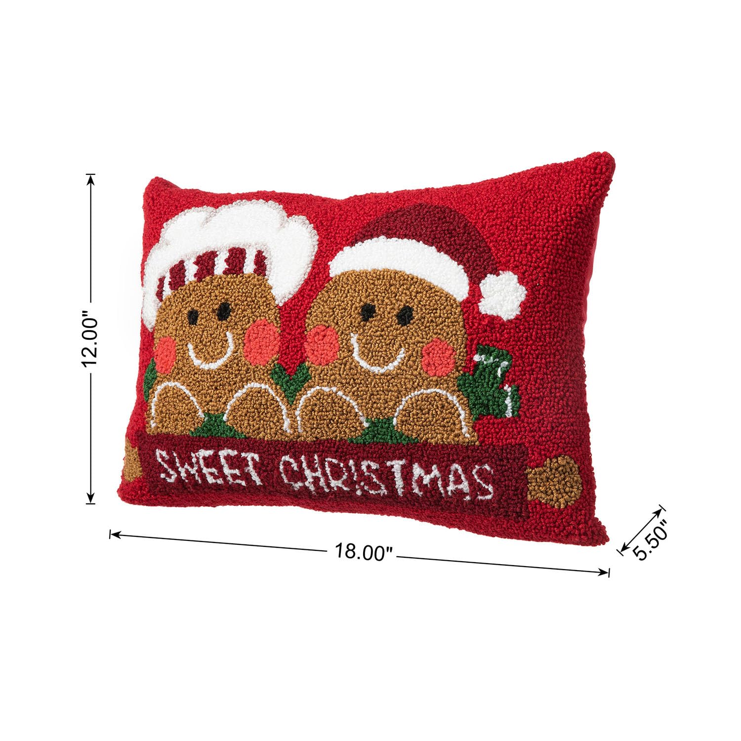 Glitzhome Gingerbread Boy & Girl Christmas Throw Pillows - 18x12 Inch Holiday Decor for Living Room, Bedroom, Sofa - Festive Home Decor for Xmas Tree Skirt & Winter Season