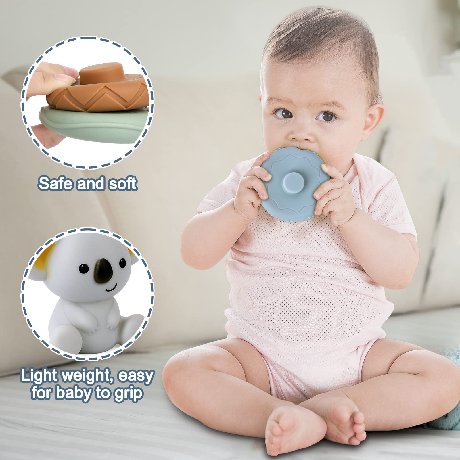 **ZWYOIUG Baby Stacking Toys - Soft Nesting Blocks & Ring Stacker for Toddlers 6-18 Months, STEM Learning & Teething Toy, Early Educational Gift (7-Piece Set) - Perfect for Playtime, Sensory Development & Motor Skills**
