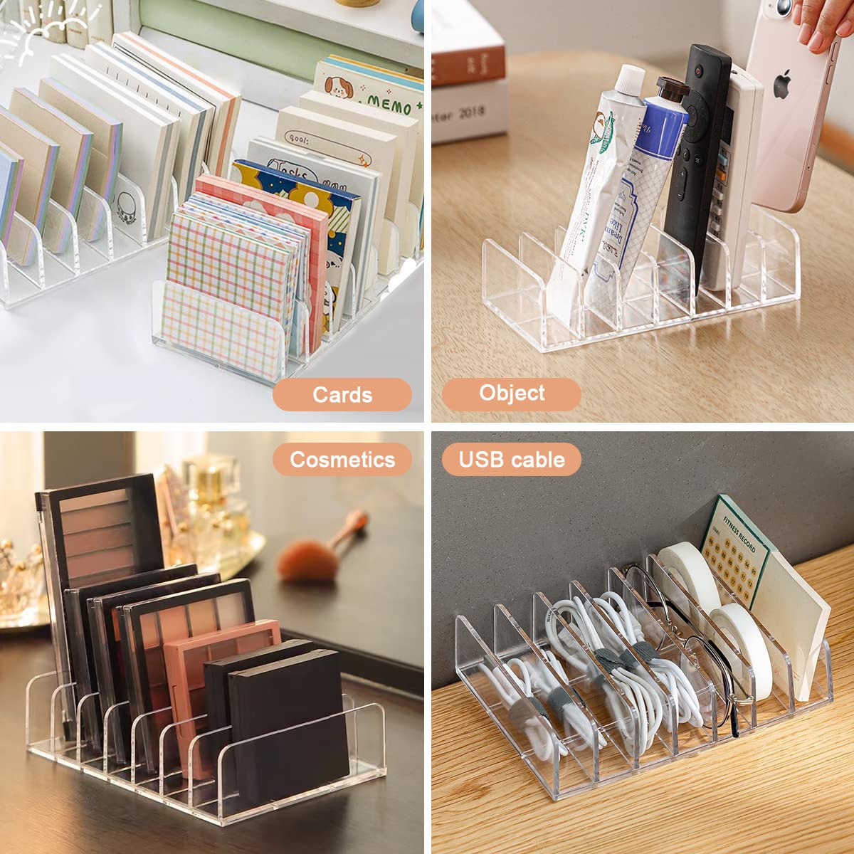 2-Piece Acrylic Makeup Palette Organizer with 7 Compartments - Perfect for Eyeshadows & Blushes