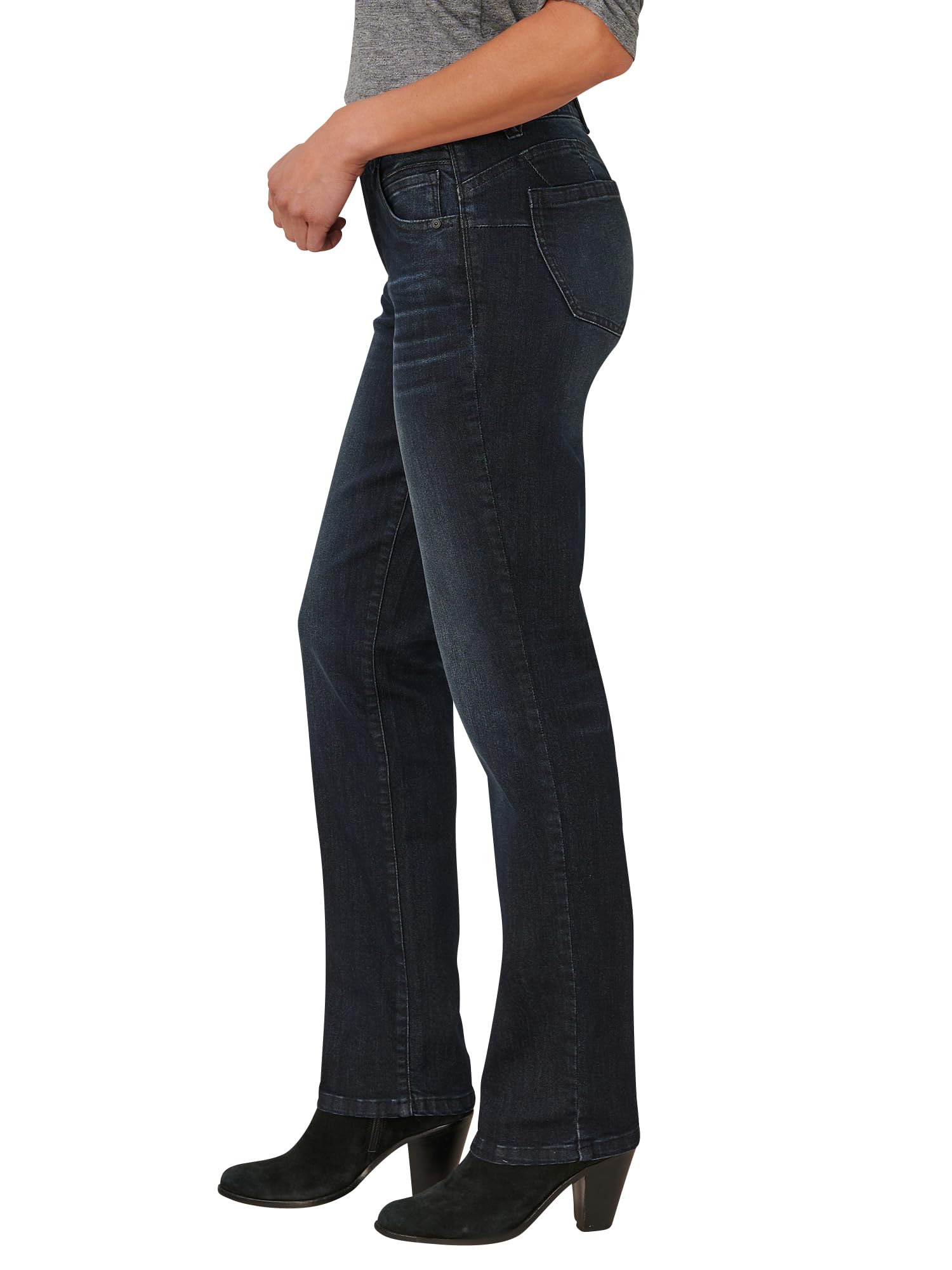Democracy Women's Ab Solution Straight Leg Jean - Slimming High Waist Denim Pants for Casual & Work Wear
