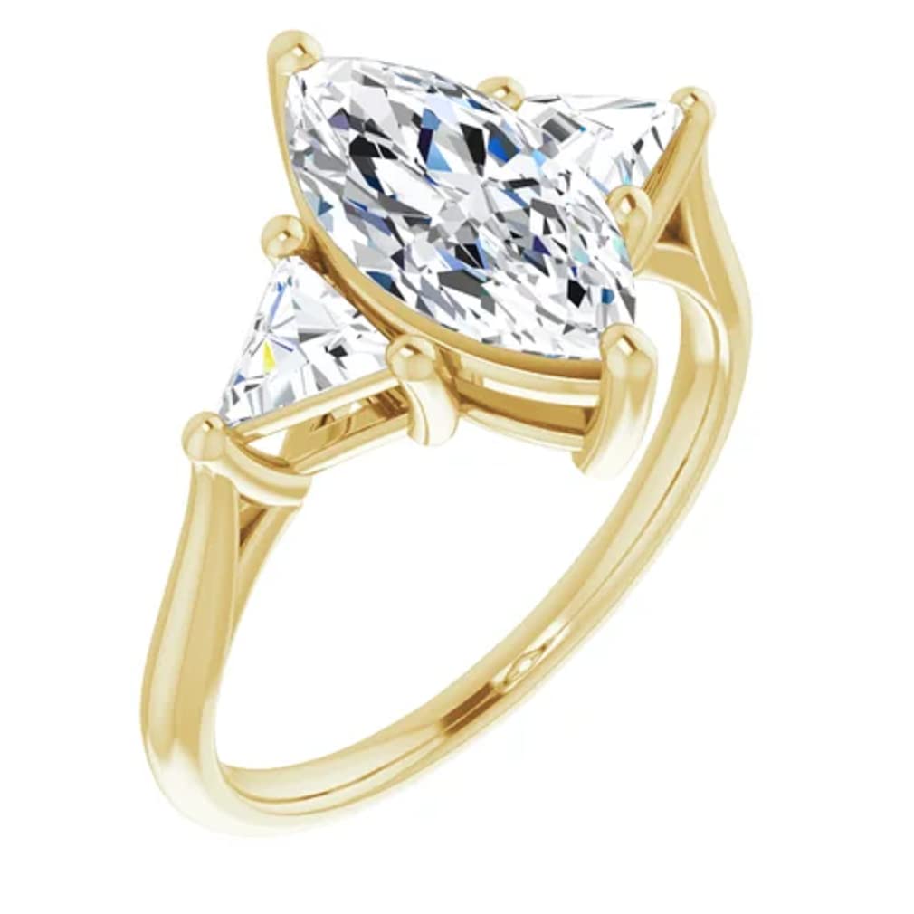10K Solid Yellow Gold Handmade Marquise Cut Moissanite Engagement Ring - 1.0 CT Solitaire Wedding Band for Women, Bridal Proposal Ring | Perfect for Anniversary Gifts, Valentine's Day & Special Occasions