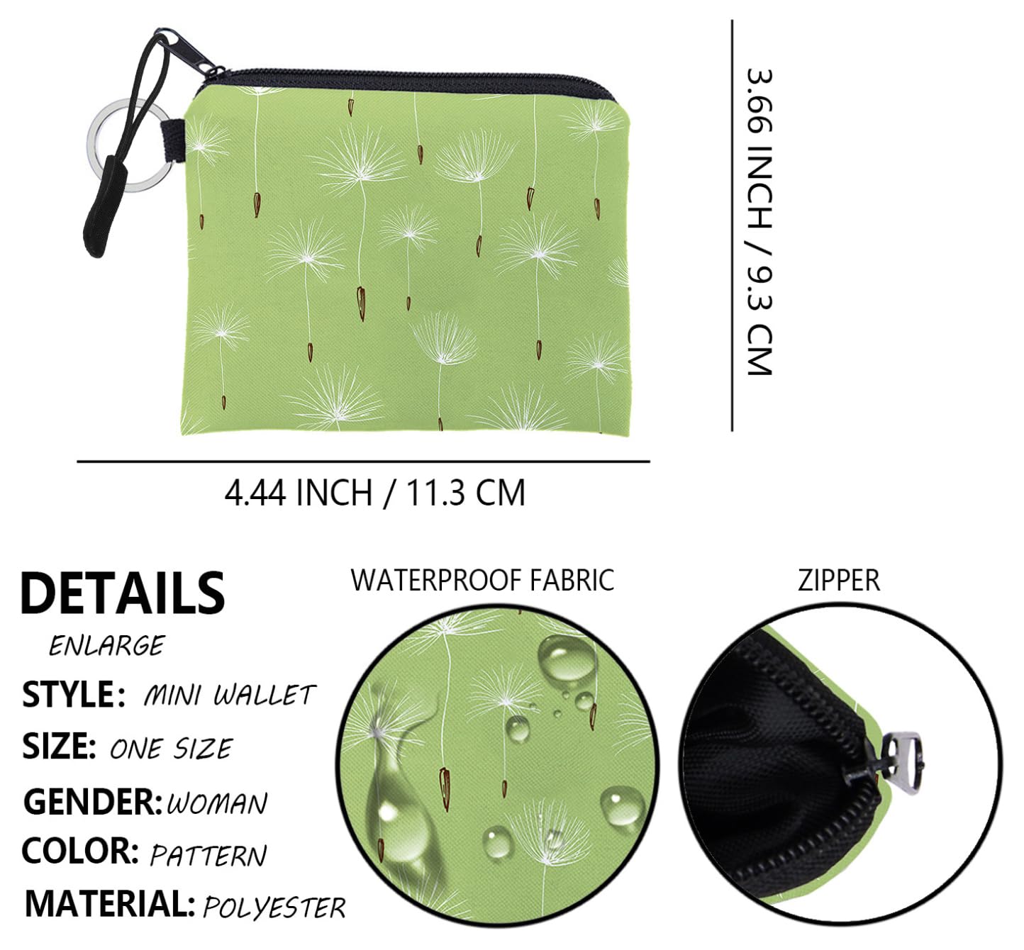 FAVORTALK Green Canvas Coin Pouch - Small Cute Zip Purse for Coins, Credit Cards, ID, Keys, Headphones & Lipstick | Compact Mini Wallet for Women & Men | Perfect for Travel, Shopping & Everyday Use (Model 3290)