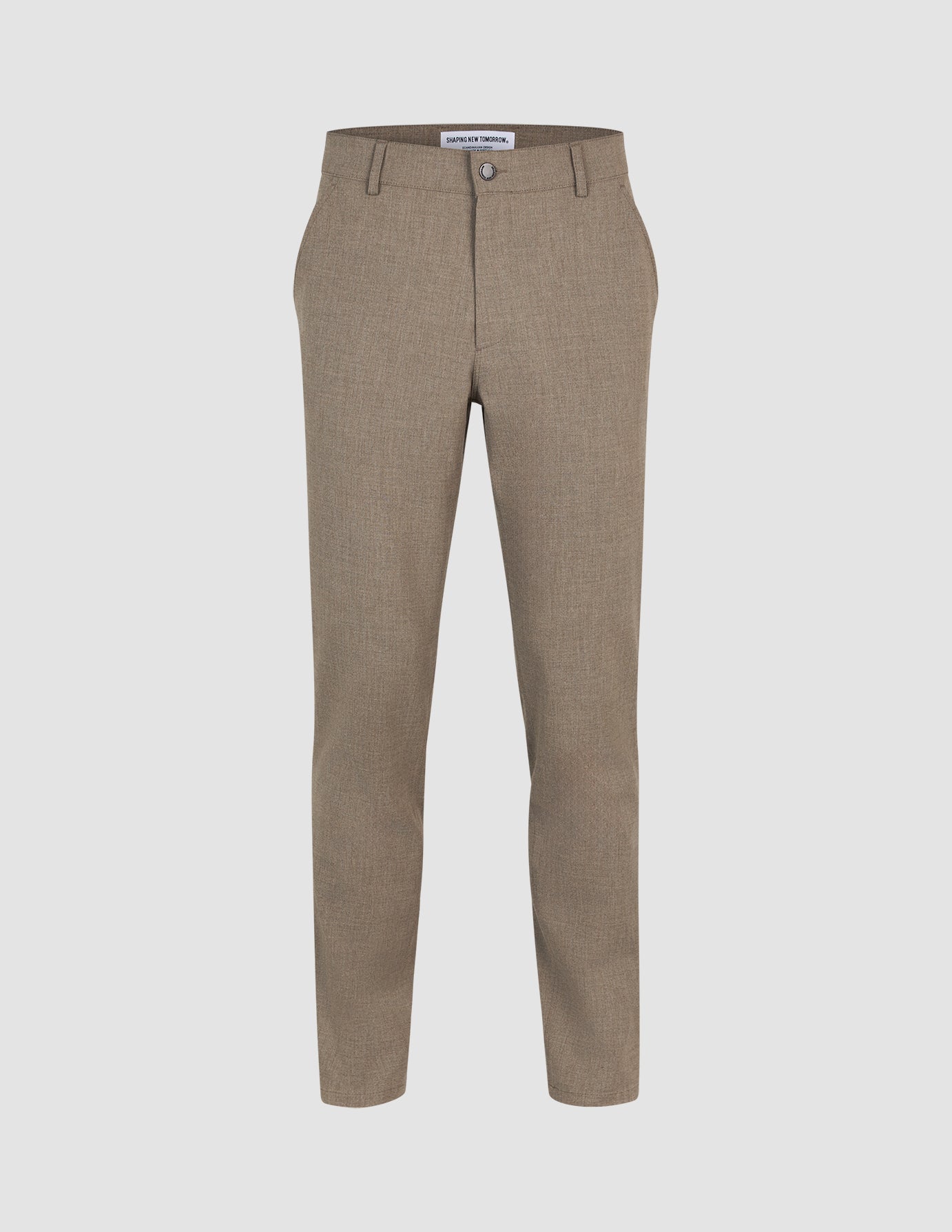 Essential Comfort Stretch Regular Fit Pants - Dark Beige Melange for Men & Women | Perfect for Office, Travel & Casual Wear