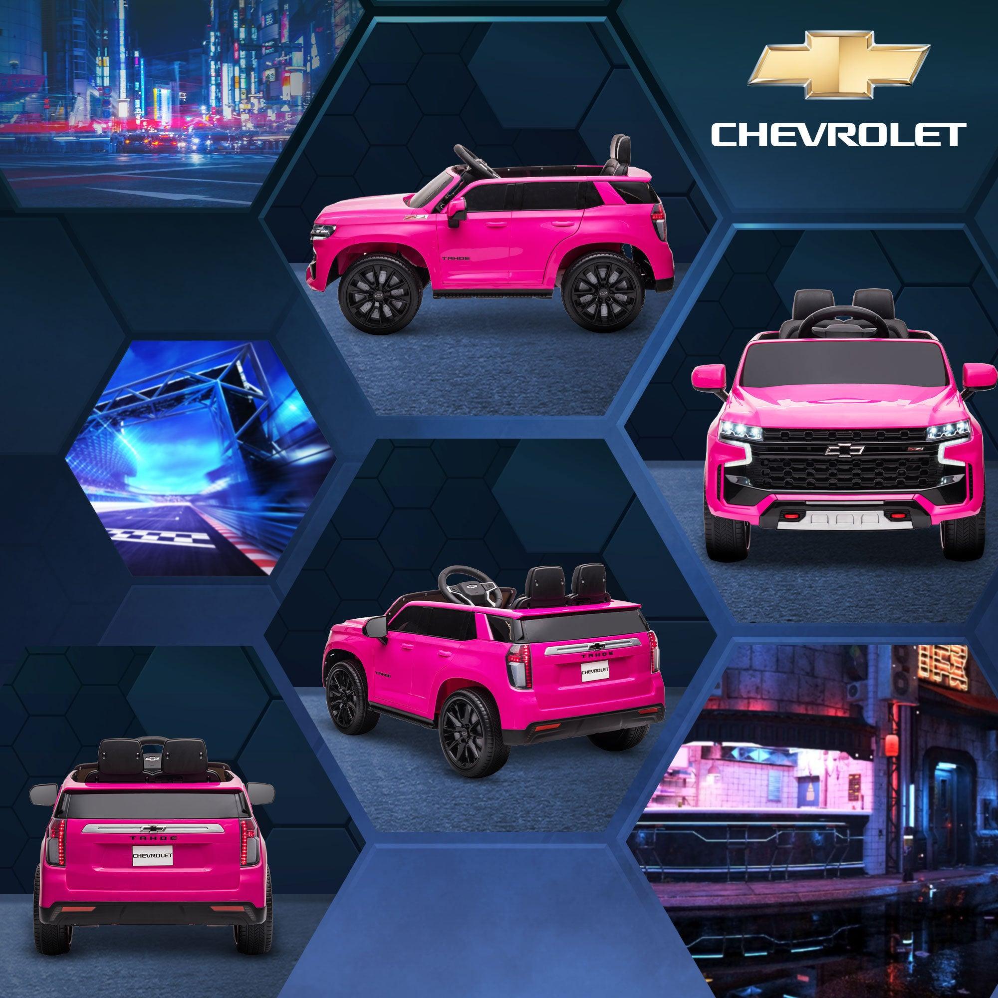Chevrolet TAHOE Licensed 12V Battery Powered Kids Electric Ride-On Car with Parent Remote Control, Music, Lights & Horn - Pink Electric Vehicle Toy for Boys & Girls Ages 3-6 | Perfect for Birthday Gifts, Outdoor Play & Backyard Fun