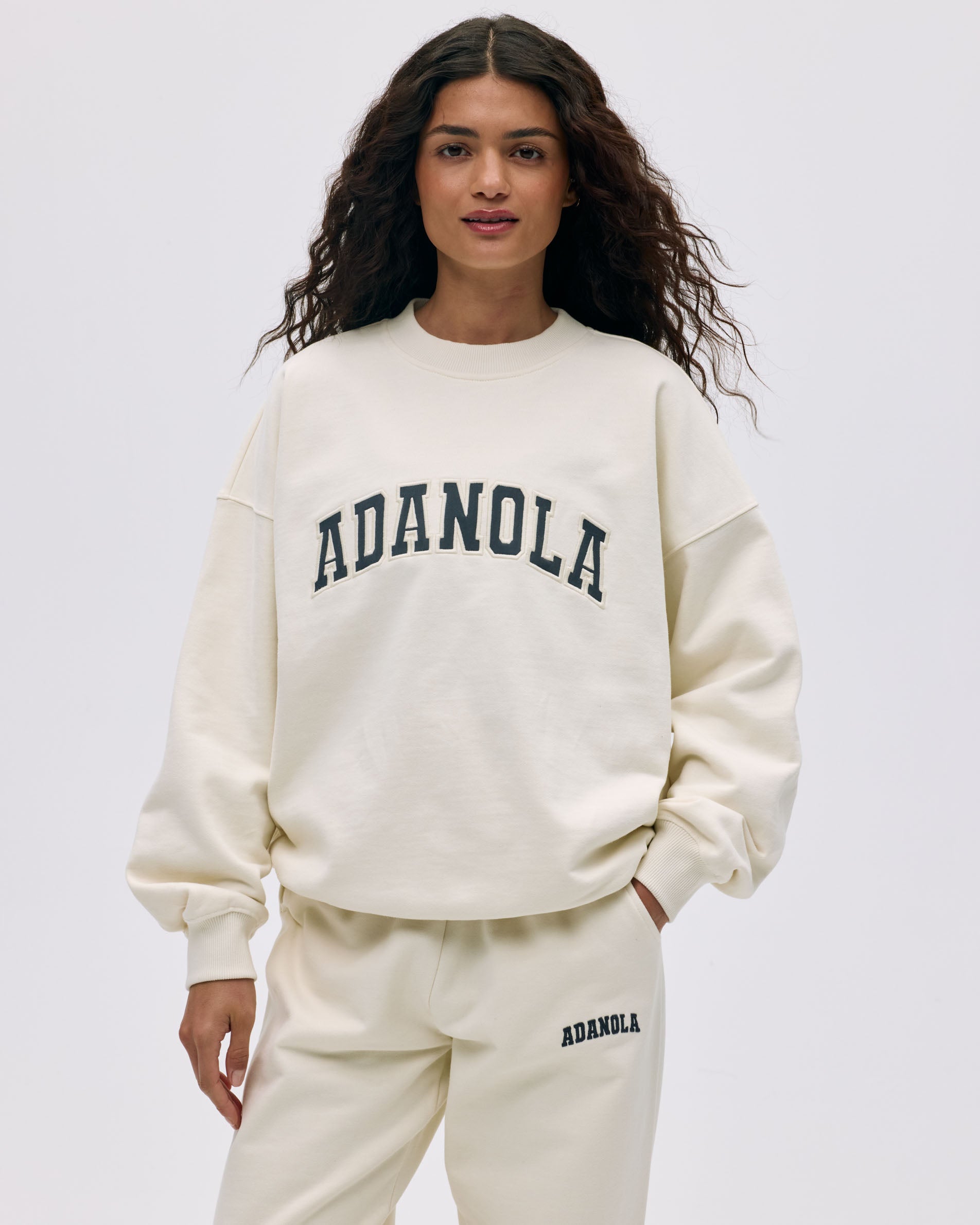 Varsity Oversized Sweatshirt - Marshmallow White & Midnight Blue | Cozy Pullover Hoodie for Women & Men | Perfect for Casual Wear, College Games & Street Style Fashion