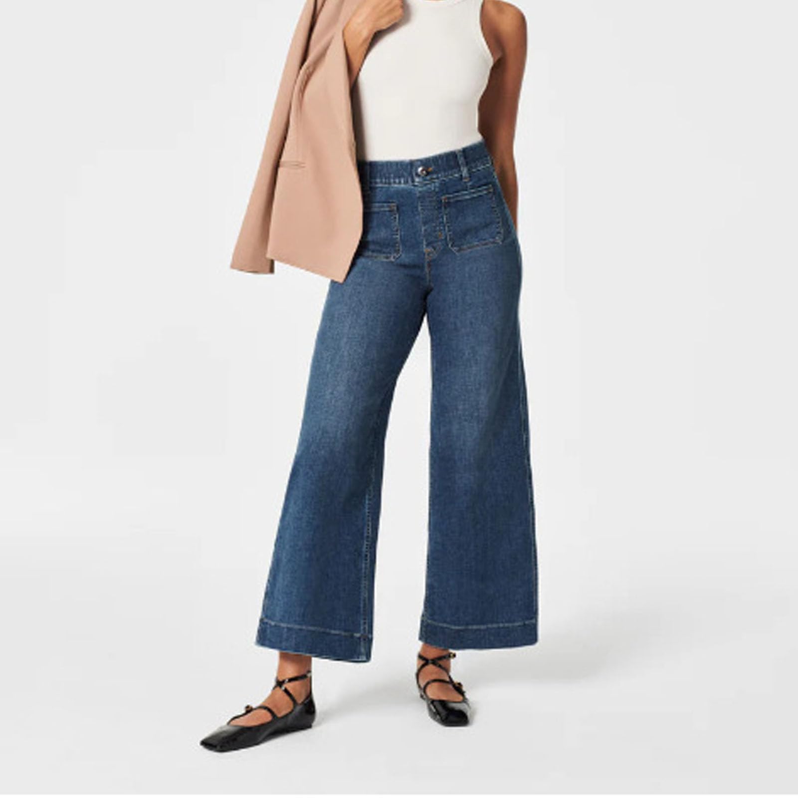 Curvachic Tummy Control High Waist Wide Leg Cropped Jeans for Women - Flattering Comfort & Style | Perfect for Casual Outings & Workwear