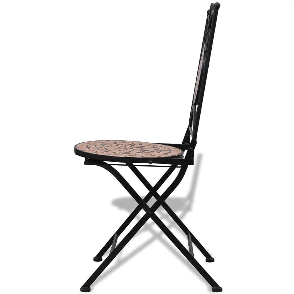 Modern Outdoor Bistro Chairs Set of 2 - Folding Patio Lounge Chairs for Deck, Porch, Garden, Lawn & Home - Ceramic Terracotta Design - Perfect for Backyard Relaxation, Poolside Lounging & Outdoor Dining