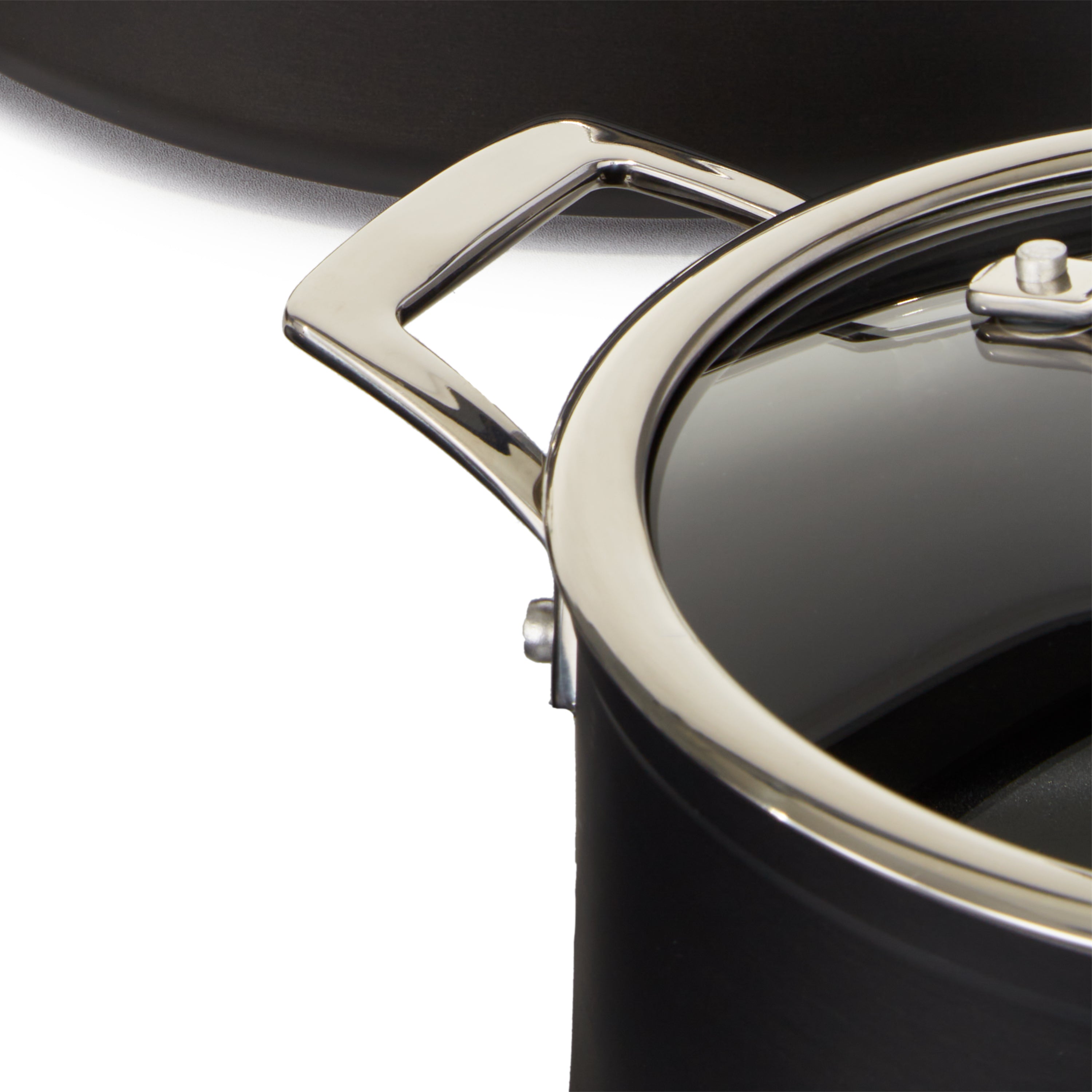 BergHOFF Essentials Nonstick Hard Anodized 8-Inch Stockpot 3.3 Quart with Glass Lid, Black - Perfect for Soups, Stews & Pasta Cooking in Modern Kitchens
