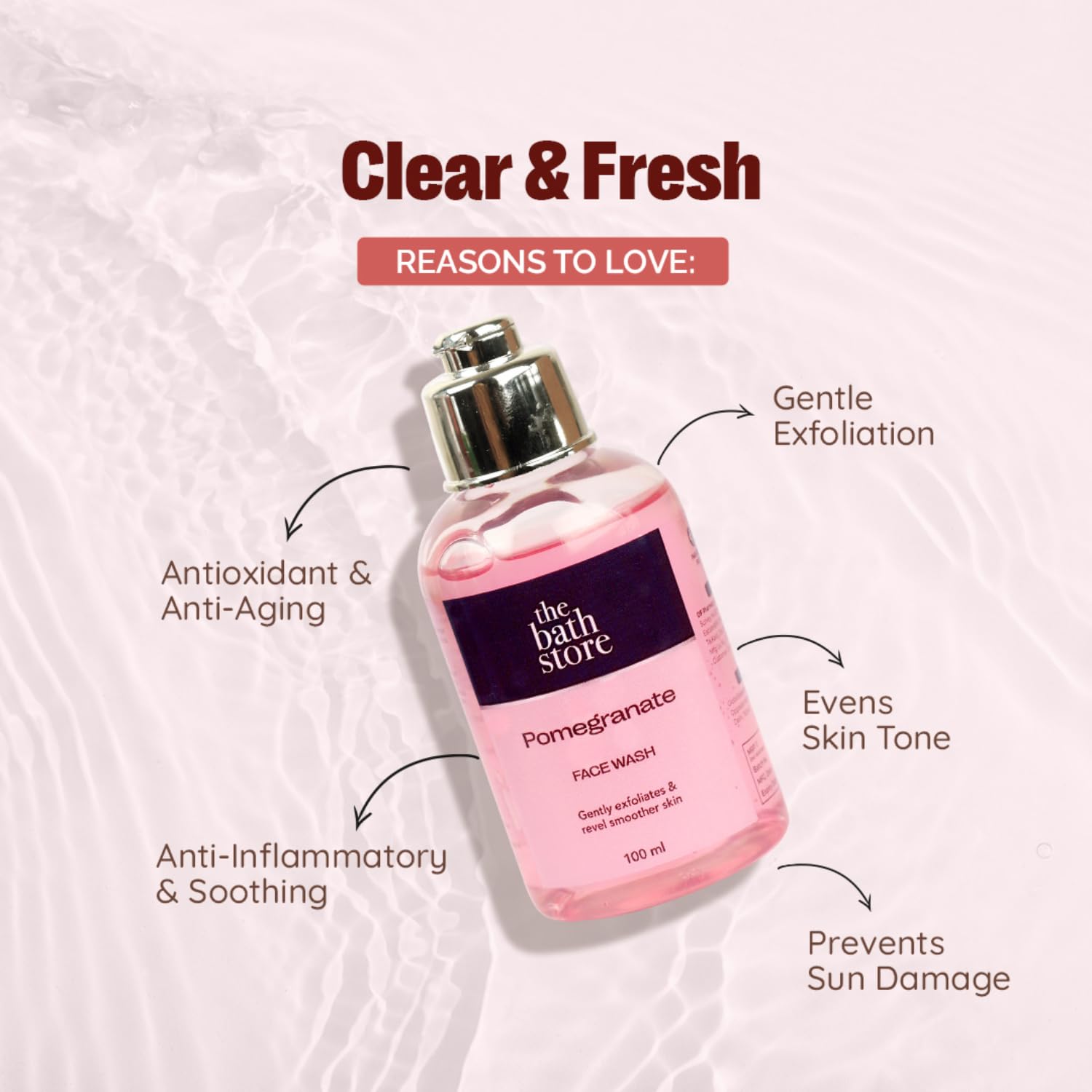 Pomegranate Face Wash for Women & Men - Hydrating & Oil Control Cleanser for Dry & Oily Skin | Brightening & Acne Treatment | Tan Removal & Glowing Skin Care | 100ml - Perfect for Daily Skincare Routine & Travel