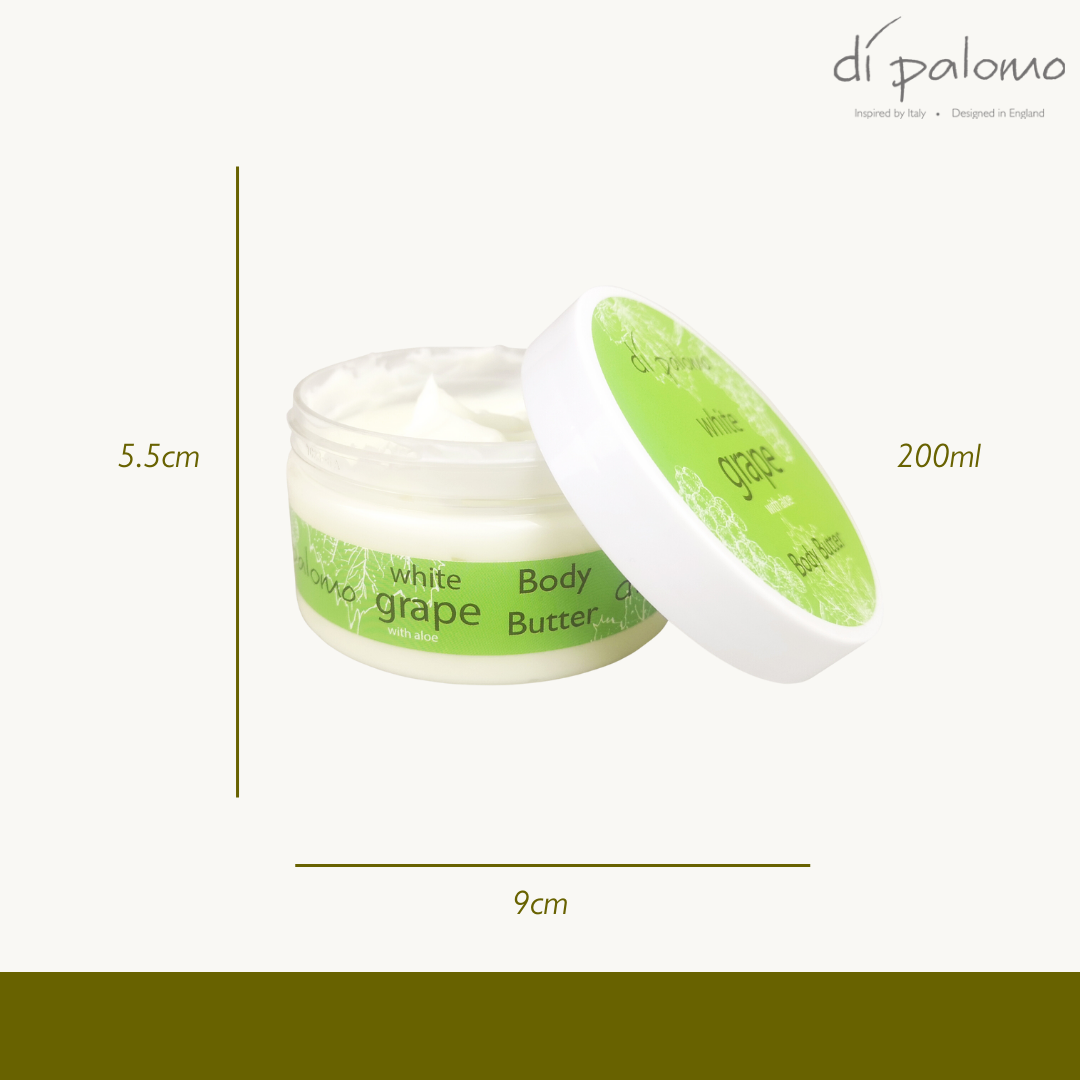 Di Palomo White Grape Body Butter 200ml - Ultra Moisturizing & Nourishing Cream for Dry Skin | Perfect for Daily Hydration & Spa Nights