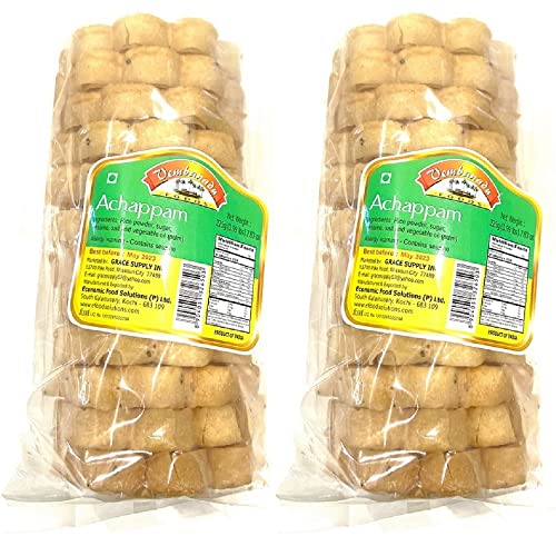 Achappam Rice Rosette Cookies - Traditional Kerala Indian Tea Snacks, Crispy Sweets, 225g Pack of 2 - Perfect for Festivals, Tea Time & Gifting