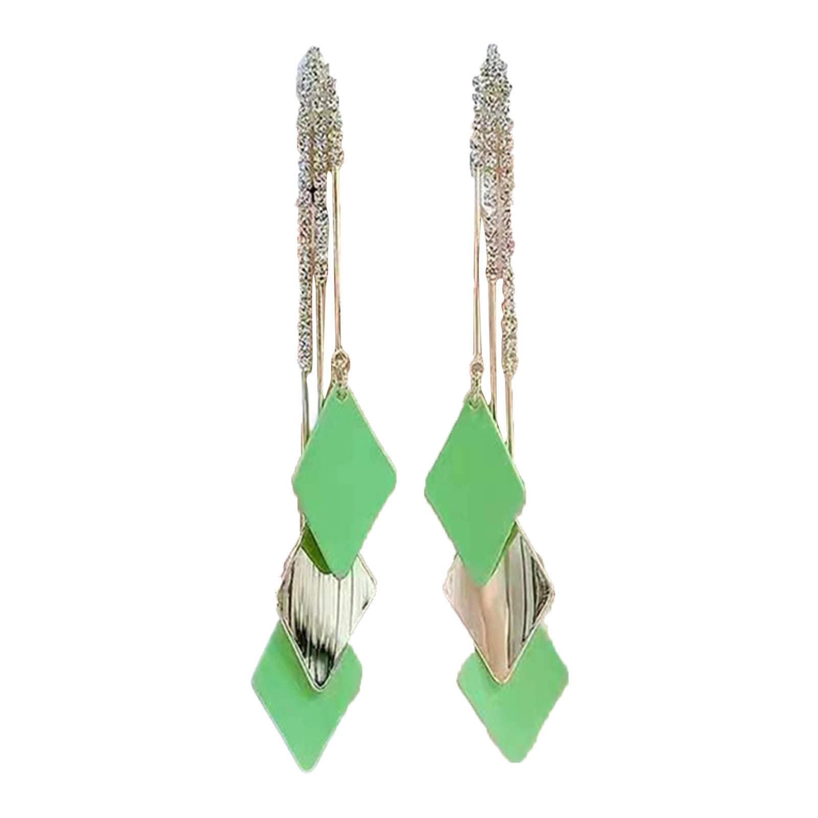 Elegant Rhinestone Tassel Drop Earrings for Women - Geometric Dangle Fashion Jewelry Set, Perfect Gift for Birthday, Party & Evening Out