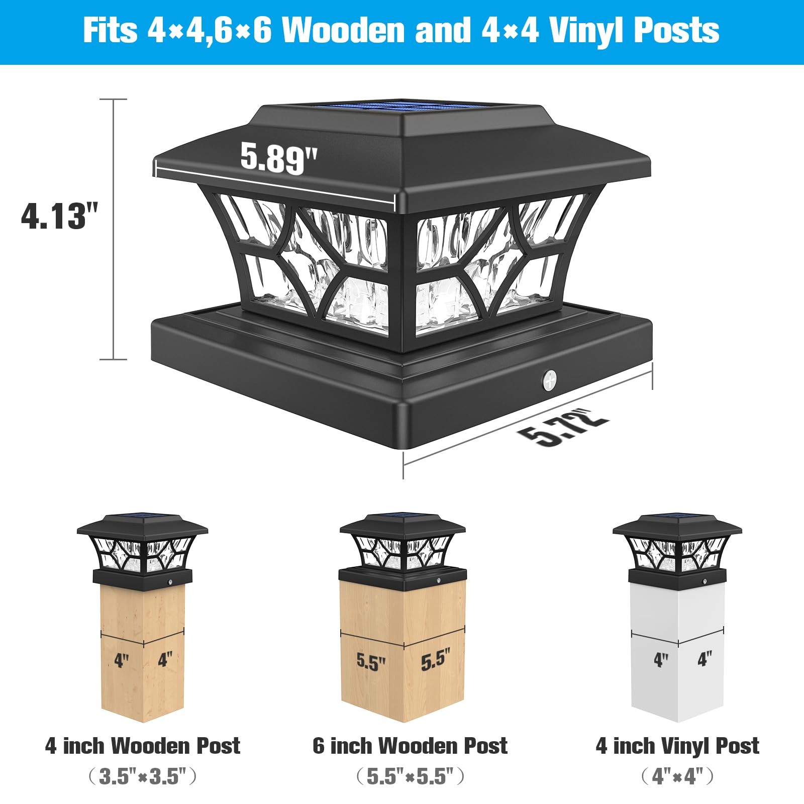 VOLISUN 8Pack Solar Post Cap Lights Outdoor - Waterproof Solar Powered Fence Lights for 4x4 Vinyl/Wood Posts - Cool & Warm White LED Deck Lights for Garden, Patio, Porch, Pathway & Backyard Lighting