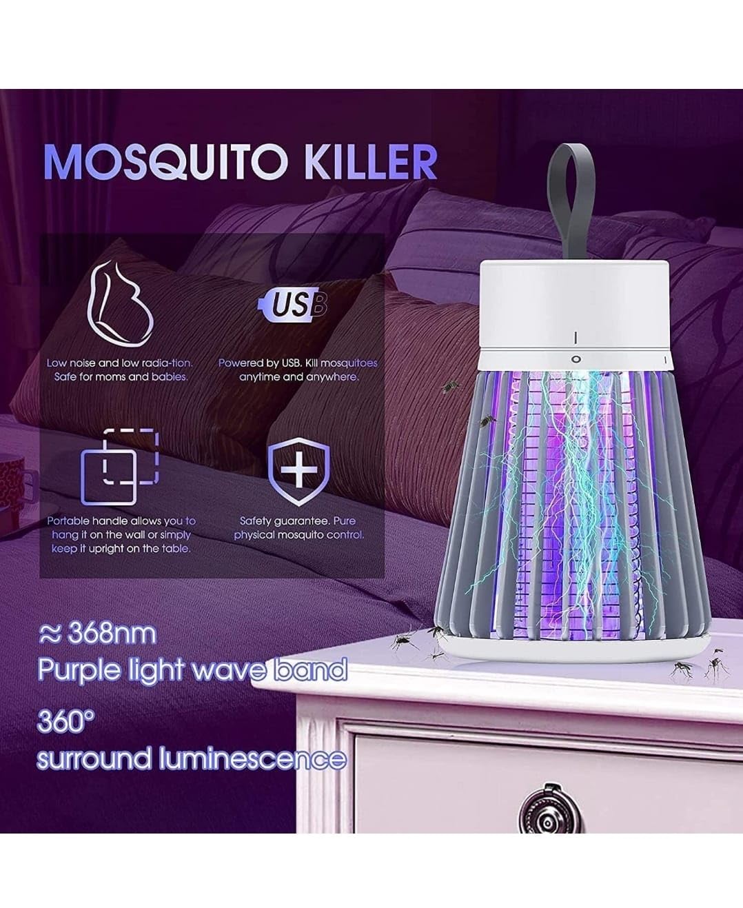 UPRONex21 Mosquito Lamp - Eco-Friendly Bug Zapper with Electric Shock Technology - Dual Mosquito Killer for Indoor & Outdoor Use - Portable Insect Trap for Home, Camping, and Patio Protection