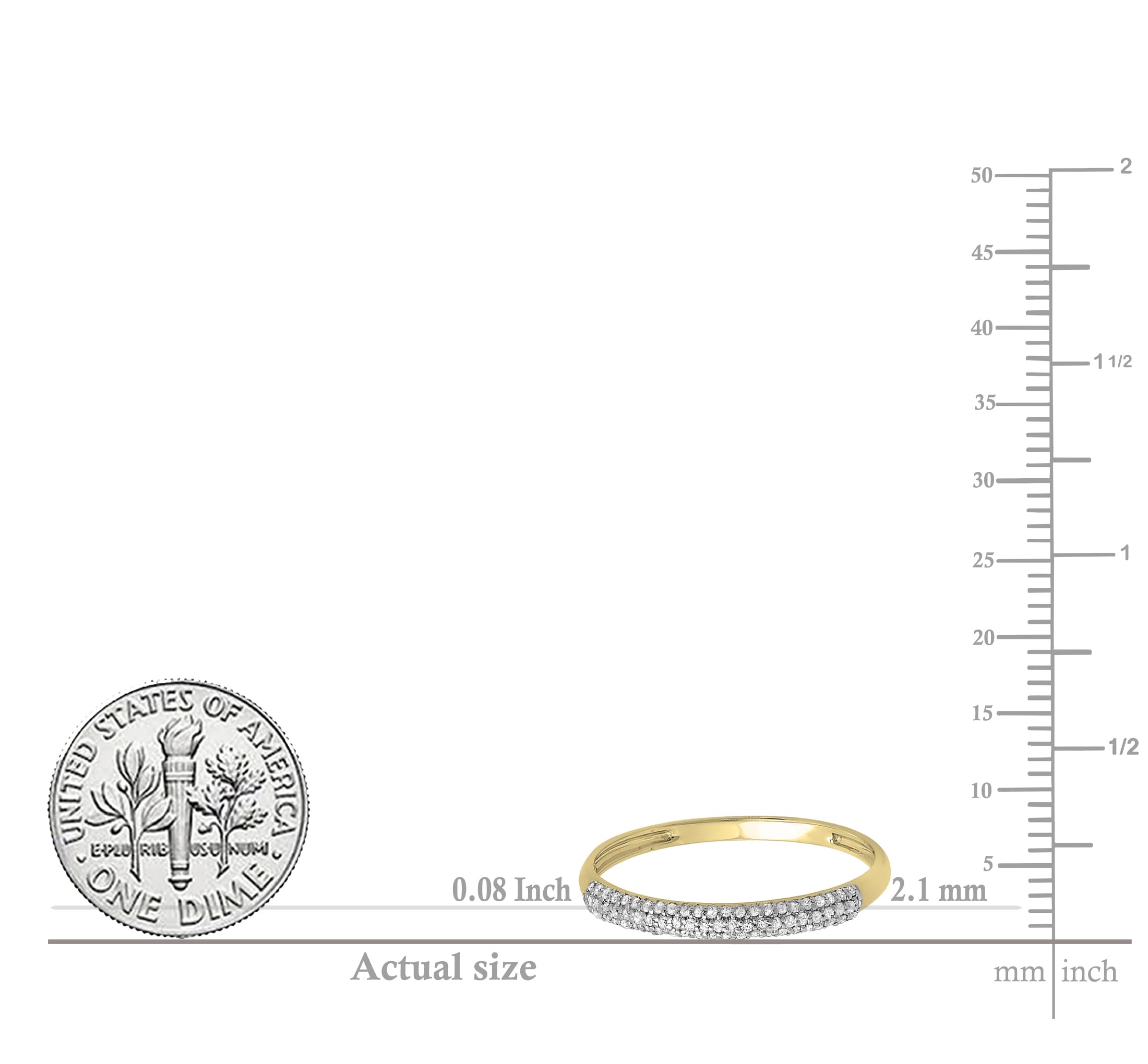0.16 Cttw 10K Solid Gold Round White Diamond Women's Stackable Wedding Band Ring - Perfect for Bridal, Anniversary, and Everyday Elegance