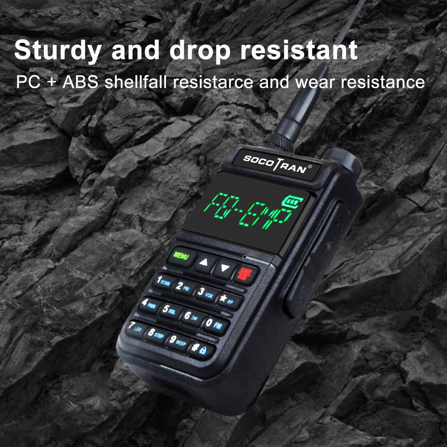 SOCOTRAN UV-5118 Dual Band Walkie Talkie (108-660MHz) - Air Band, Marine Radio, Police Scanner with NOAA Weather Alert, VOX & Hidden LCD Display (Red) - Ideal for Outdoor Adventures, Emergency Communication & Security Monitoring