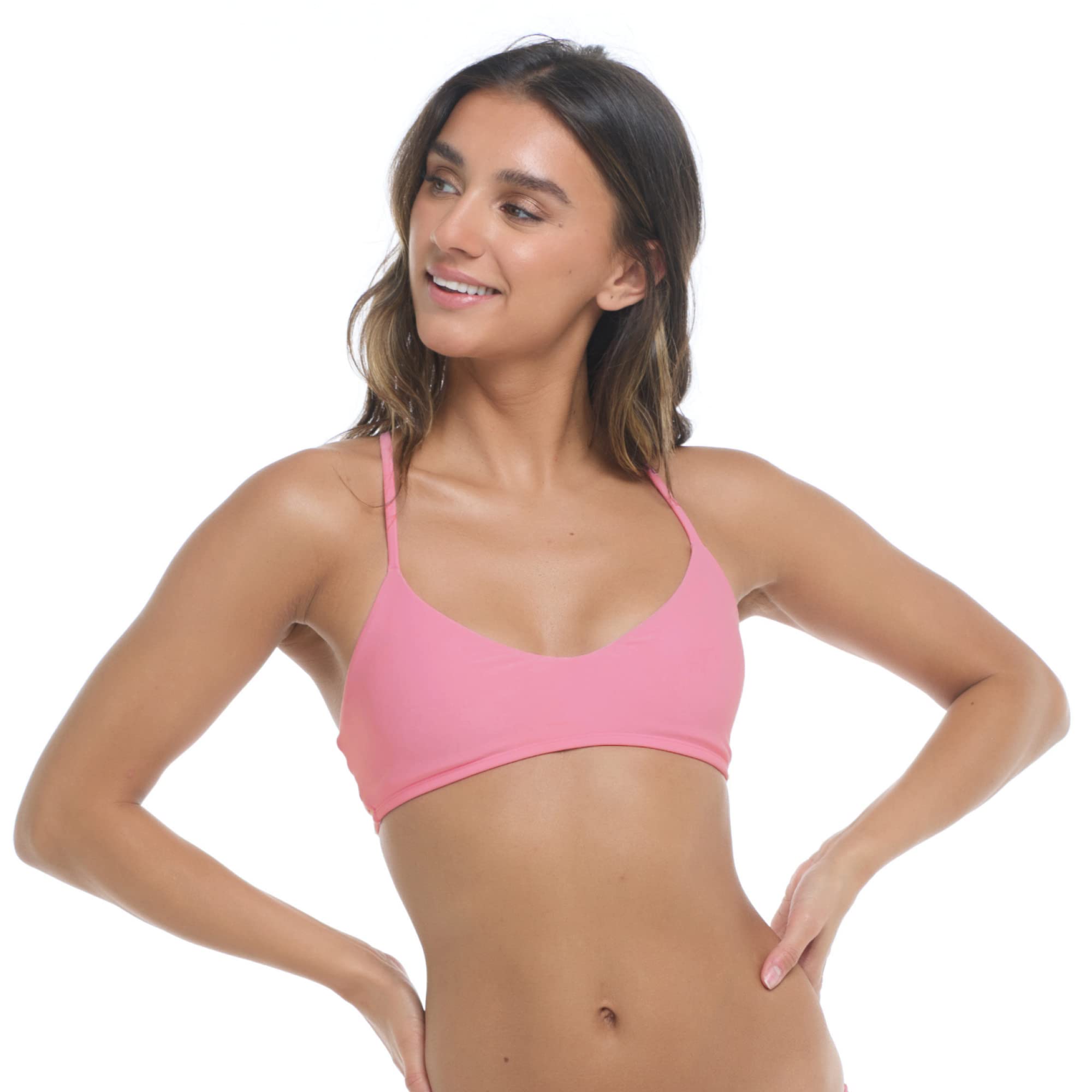 Body Glove Women's Alani Solid Strappy Back Halter Bikini Top - Comfortable Swimwear for Beach, Pool & Vacation | Smooth Fit & Adjustable Straps