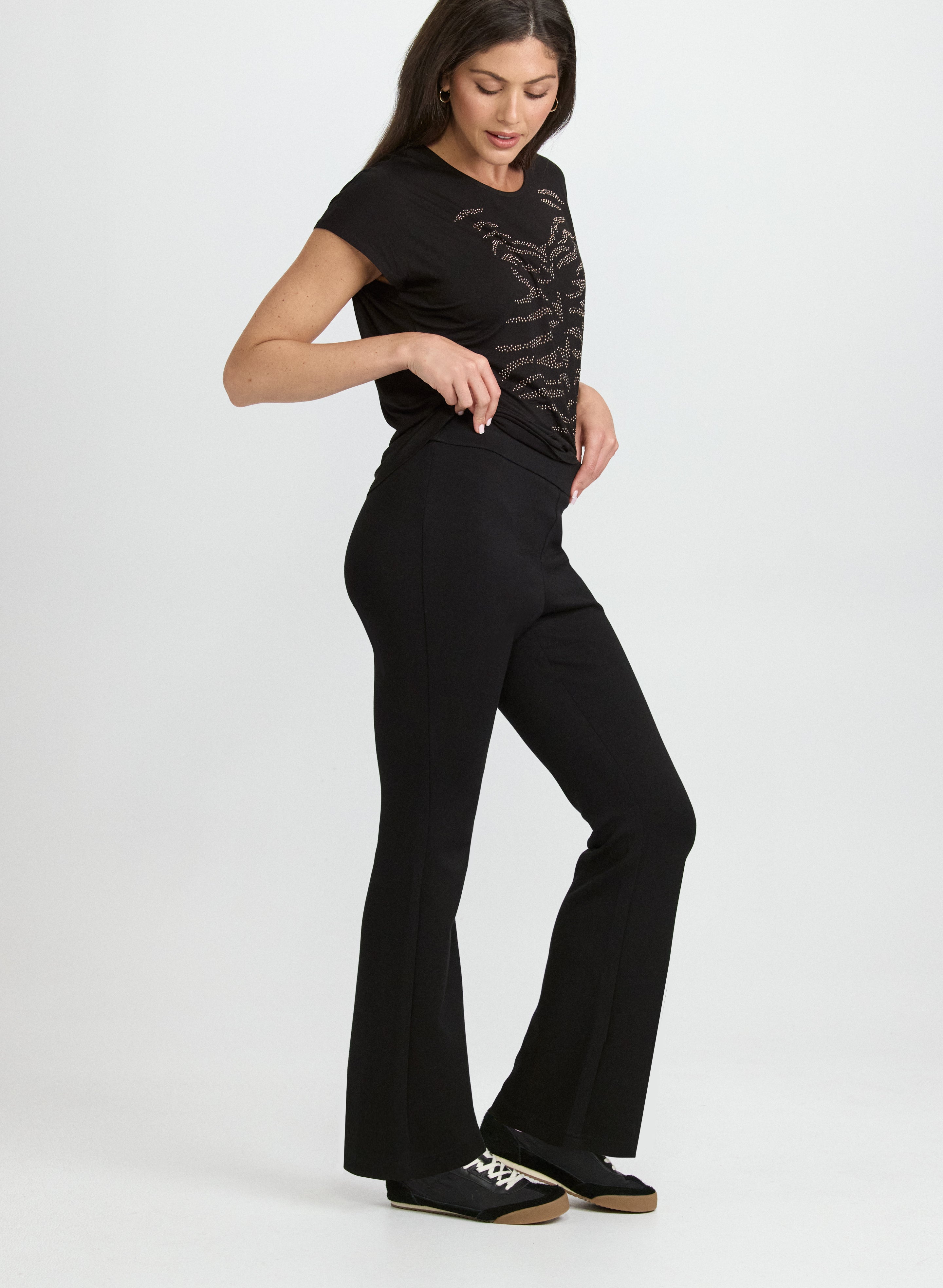 Flare Leg Scuba Pants for Women - High Waisted Yoga Pants with Pockets - Stretchy Comfortable Workout Pants for Yoga, Running, Gym & Lounge Wear