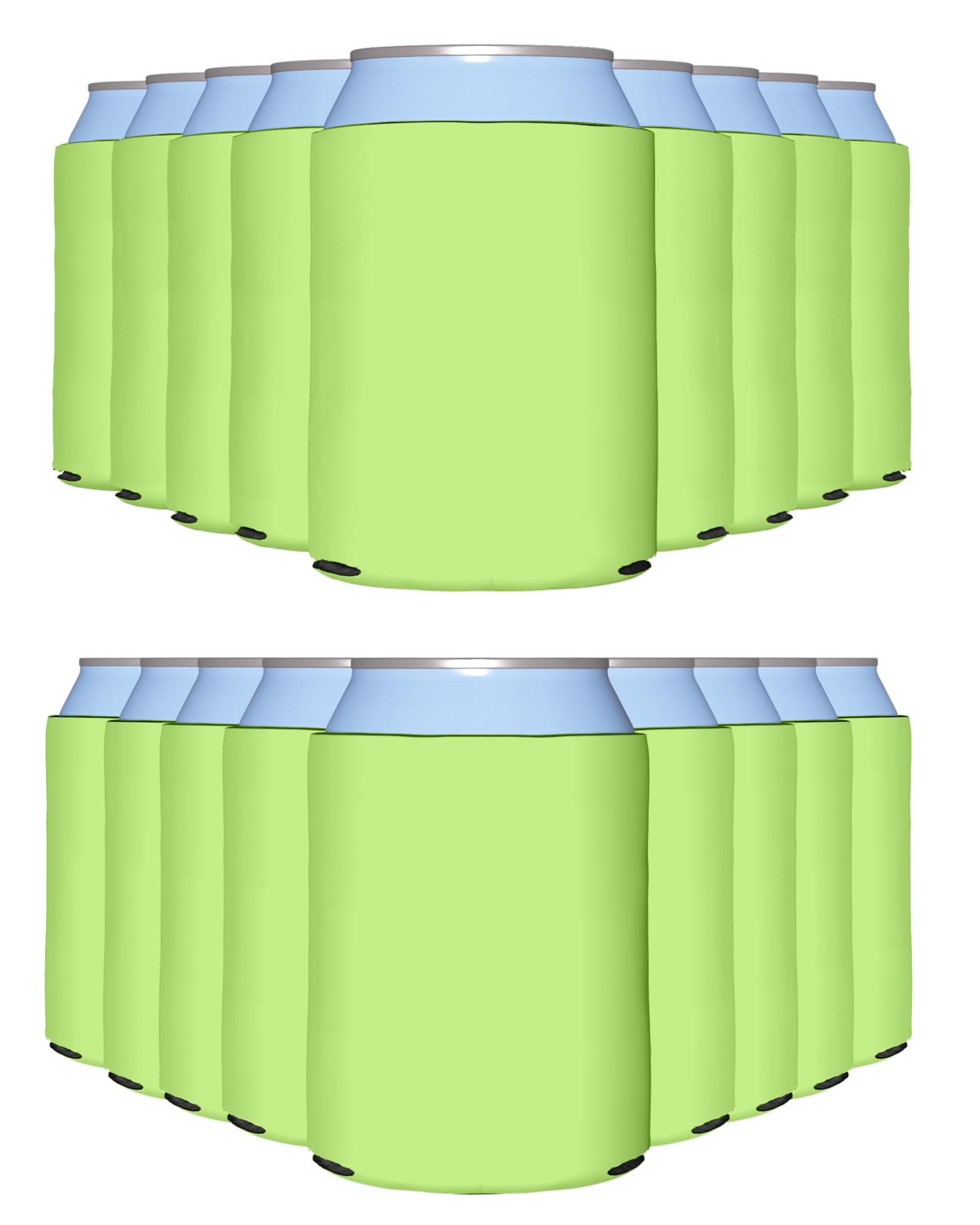 200 Pack Lime Green Blank Can Cooler Sleeves - Customizable Sublimation Insulated Foam for Beer & Soda - Fits 12oz Regular & 16oz Tall Cans - Perfect for Parties, BBQs, Tailgates & Outdoor Events