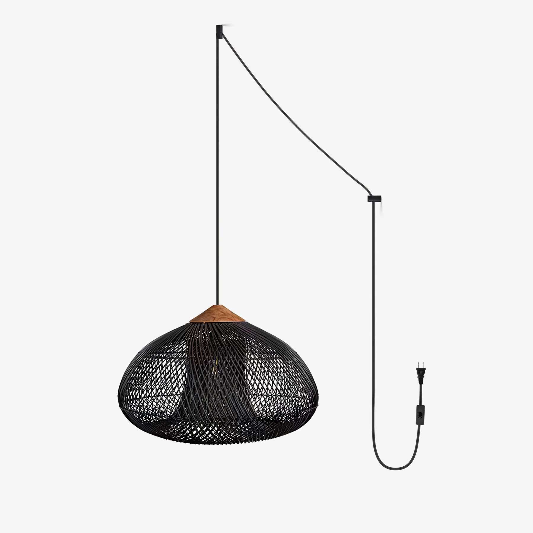 Handwoven Rattan Pendant Light - Boho Ceiling Lamp for Living Room, Bedroom, or Patio Decor - Natural Woven Chandelier for Indoor/Outdoor Use
