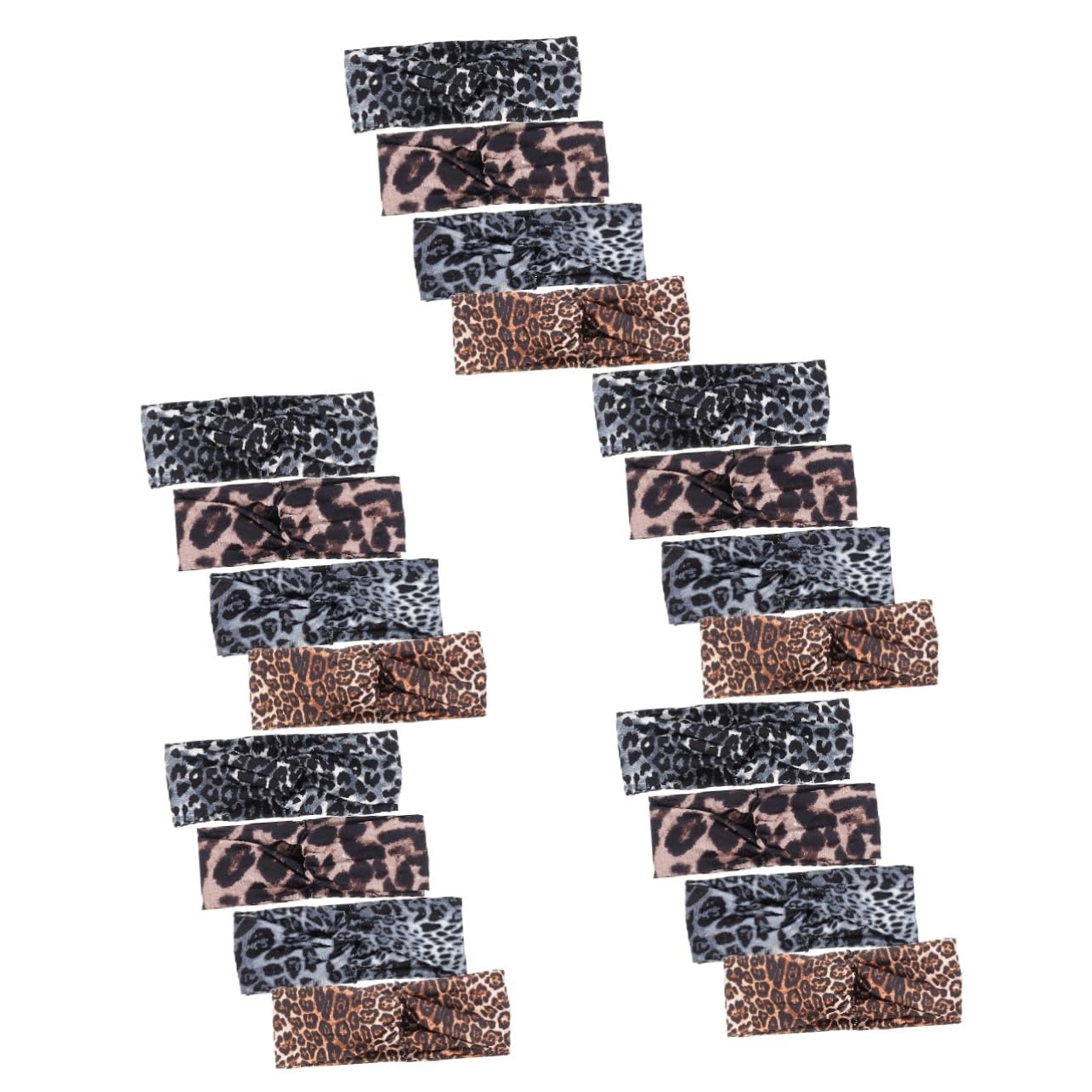Beavorty 20 Pack Leopard Print Cross Hair Bands - Soft Stretchable Makeup & Yoga Headbands for Women - Perfect for Sports, Workouts, and Salon Styling