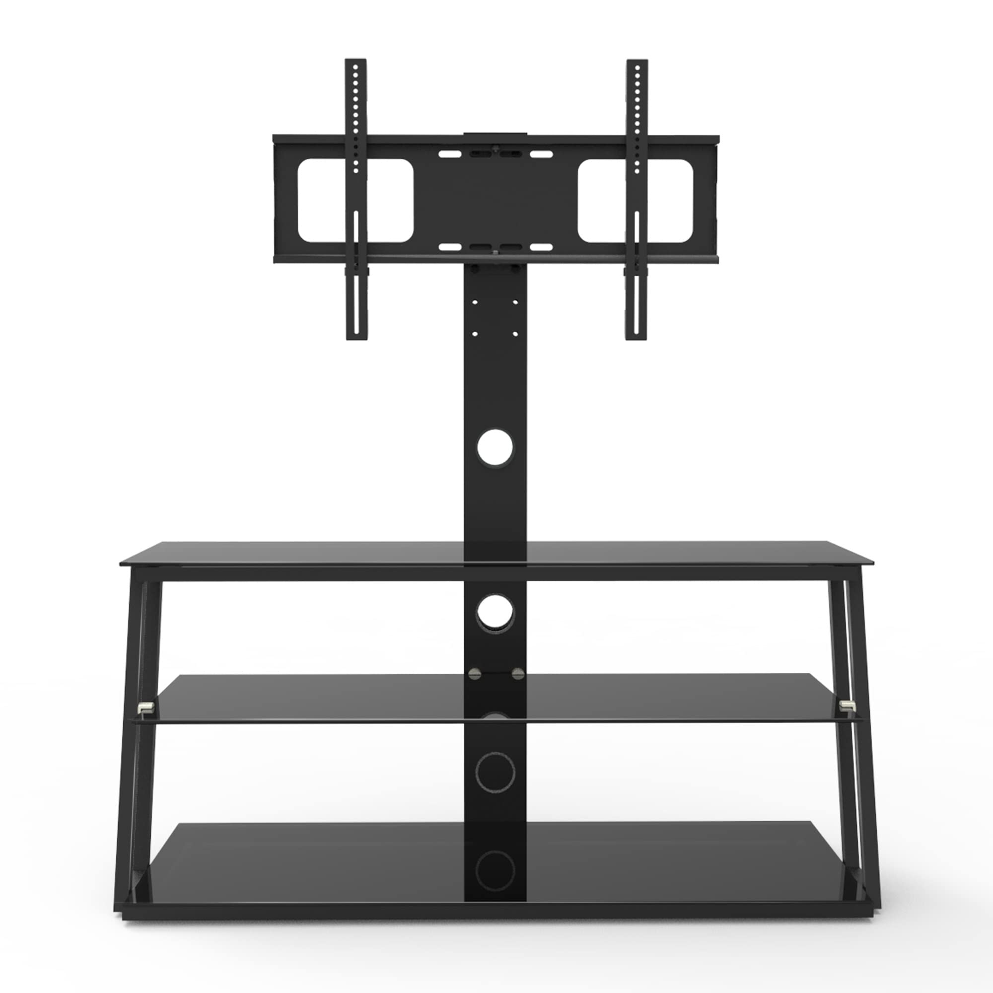 LINCHUN Black Multi-Function Angle & Height Adjustable Tempered Glass TV Stand - Durable & Sturdy for 32-70 inch TVs - Perfect for Living Room, Bedroom, or Home Theater Setup