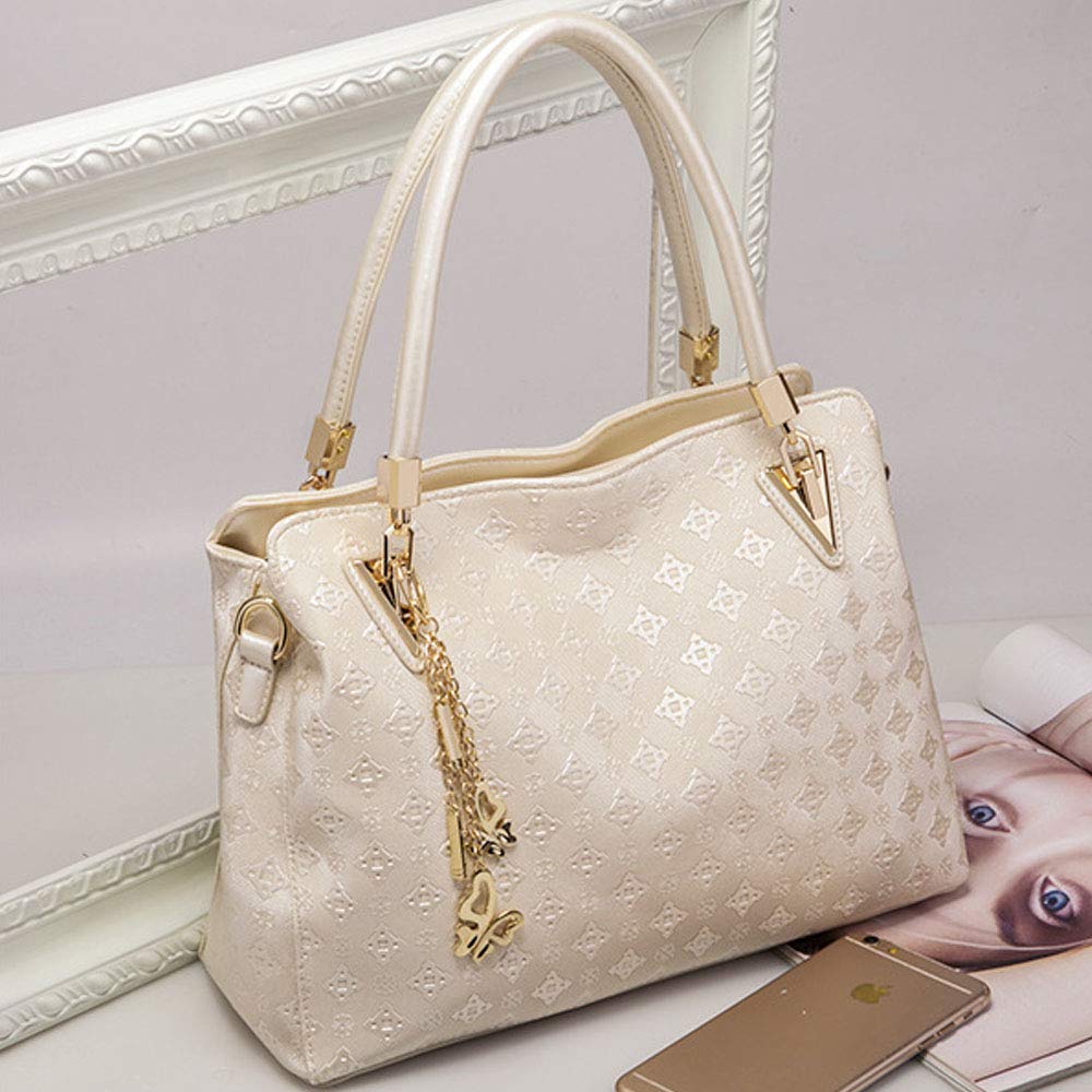 FiveloveTwo Women's PU Leather Handbag - Stylish Tote Satchel Shoulder Bag with Tassel Print, Top Handle & Card Holder - Perfect for Work, Travel, and Everyday Use