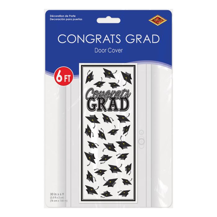 12 Pack Beistle Black Congrats Grad Door Cover - Graduation Party Decorations for High School & College Celebrations - Perfect for Home, School & Office Decor