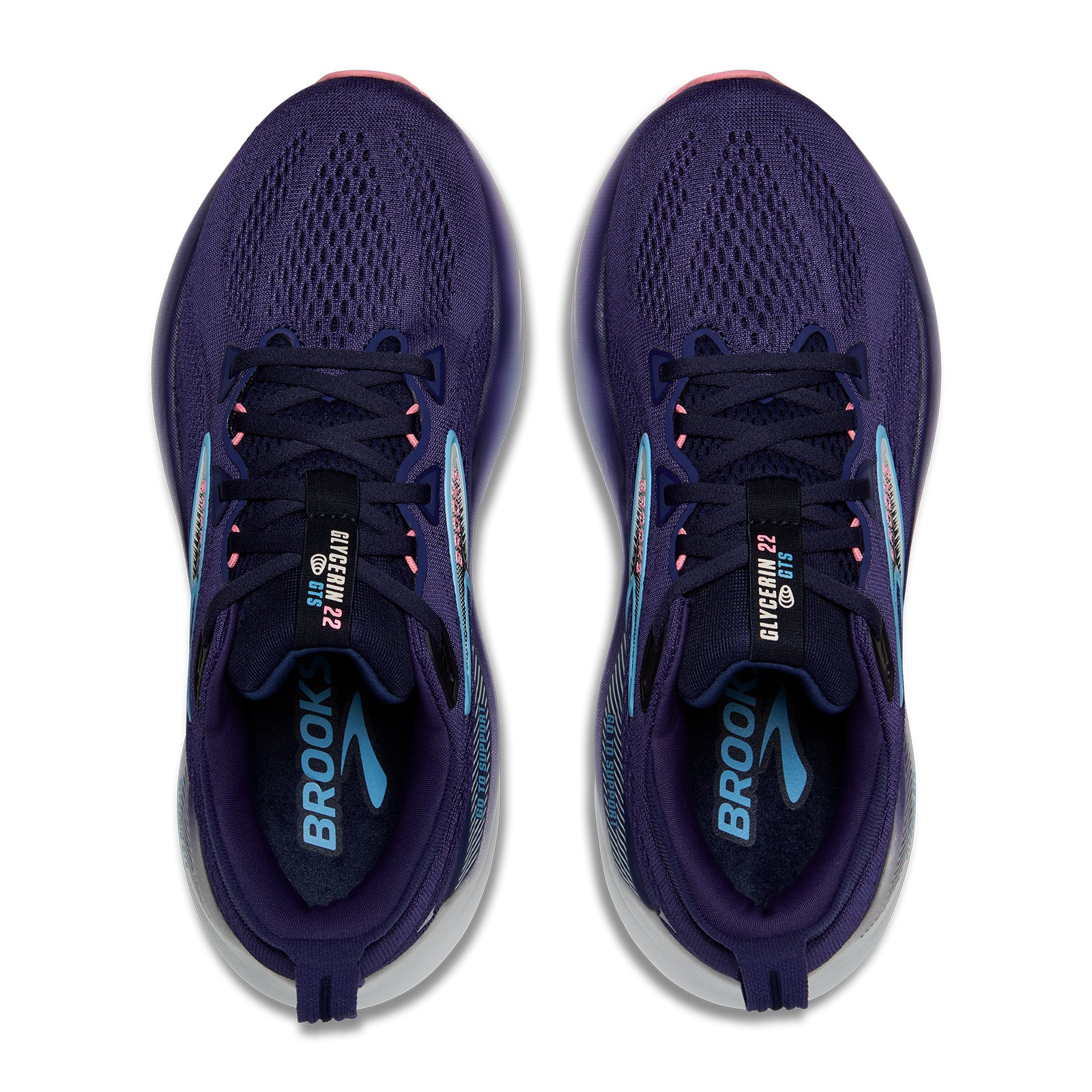 Brooks Glycerin GTS 22 Women's Running Shoes - Supportive Cushioned Sneakers for Jogging & Training (Blue Ribbon/Peacoat/Dianthus) | Perfect for Road Running, Gym Workouts & Daily Walking