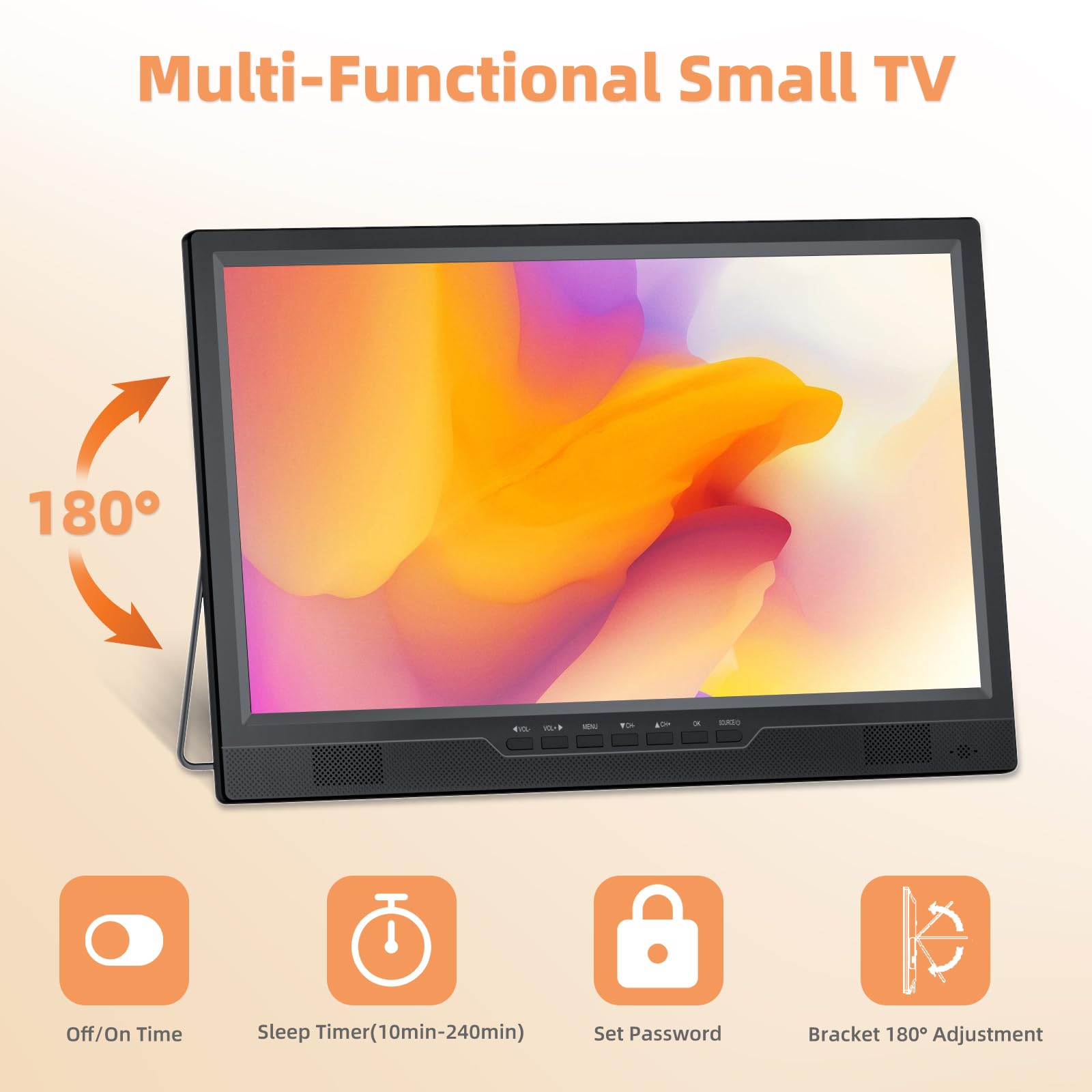 NORTHING 19 Inch Portable LED TV with Antenna - 1080P HD Small Television with HDMI, AV Input & USB Port - Built-in Stand Compact Monitor for Kitchen, Bedroom, RV, Camping (No Button/Coin Battery Required)