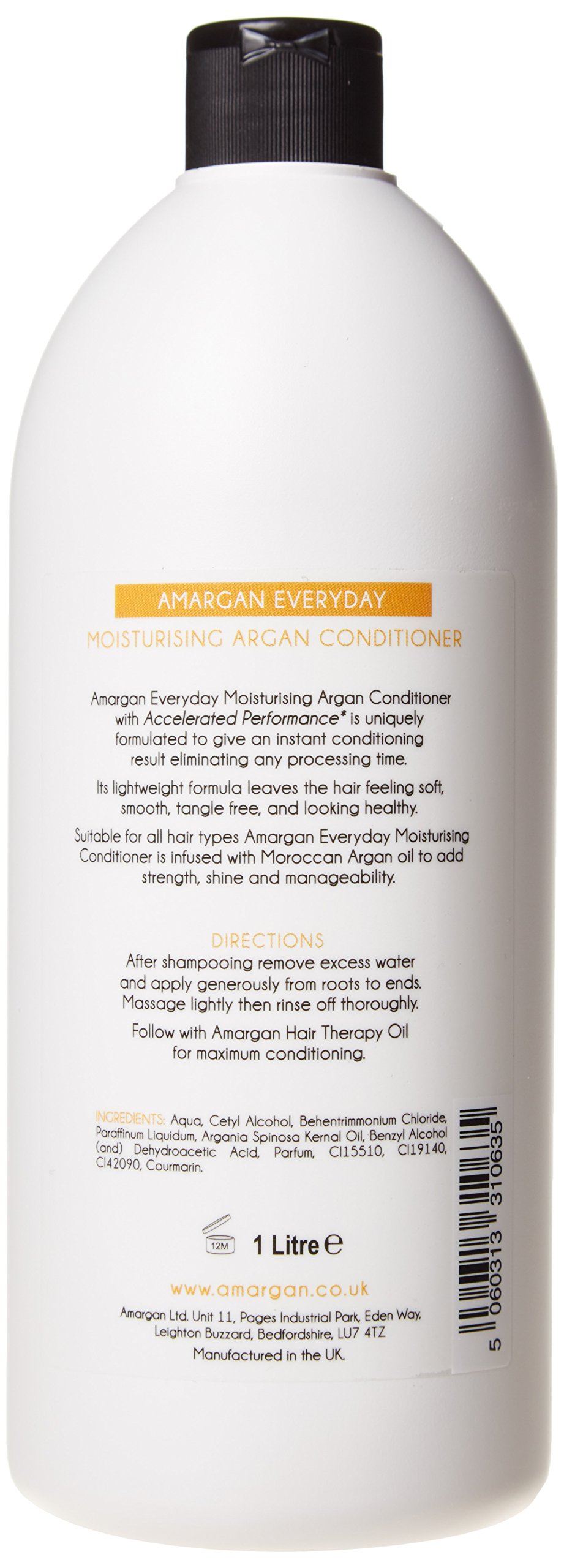 AMARGAN HAIR THERAPY Everyday Argan Oil Conditioner for Dry & Damaged Hair - 1 Litre (33.8 oz) - Deep Hydration & Repair - Perfect for Daily Use at Home or Salon