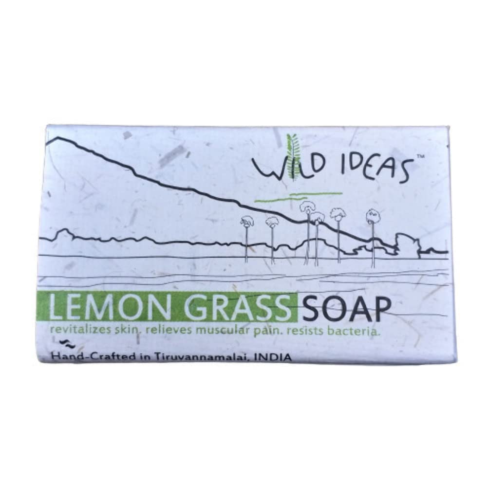 Wild Ideas Natural Handcrafted Lemongrass Body Soap - 4 Pack (100g Each) - Organic, Vegan & Cruelty-Free Bath Bar for Sensitive Skin - Perfect for Daily Shower, Spa Day & Gift Sets