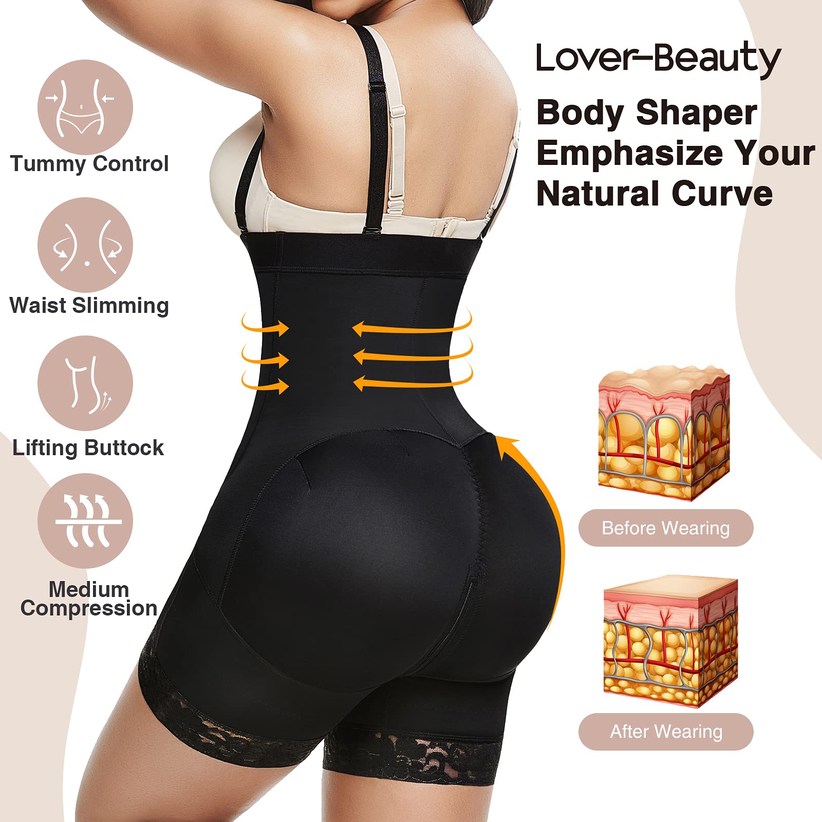 Lover-Beauty Colombian Shapewear for Women - Tummy Control Girdle, Butt Lifter Bodysuit with BBL Effect | Perfect for Postpartum Recovery, Workout & Special Occasions