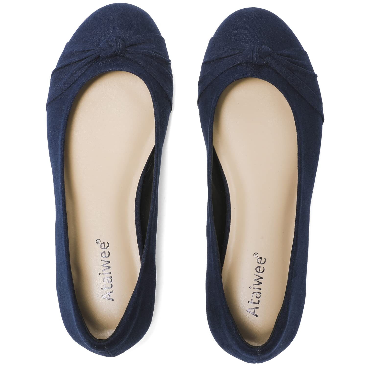 Ataiwee Women's Wide Width Ballet Flats - Comfortable Round Toe Classic Black Slip-On Shoes for Work, Travel & Casual Wear