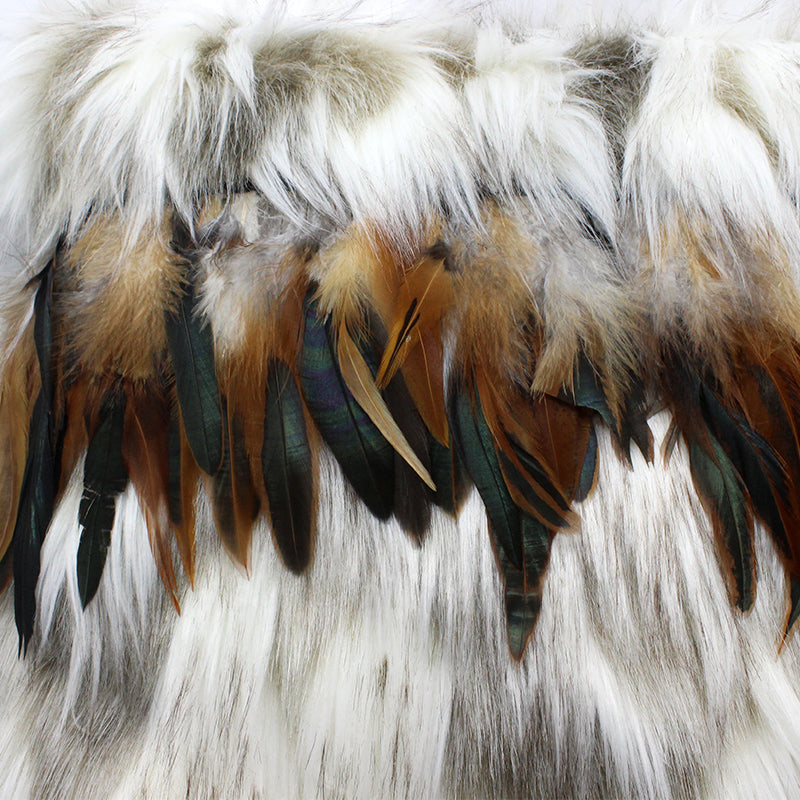 Premium Hukapapa Cushion Cover - White & Brown Rooster Feather Design for Boho Chic Home Decor | Perfect for Living Room, Bedroom, and Farmhouse Style Interiors