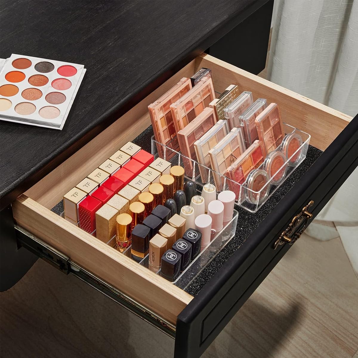 MAYCREATE® 7-Section Clear Acrylic Makeup Organizer - Cosmetic Storage for Vanity, Drawer & Bathroom | Perfect for Lipsticks, Brushes & Skincare Products Organization