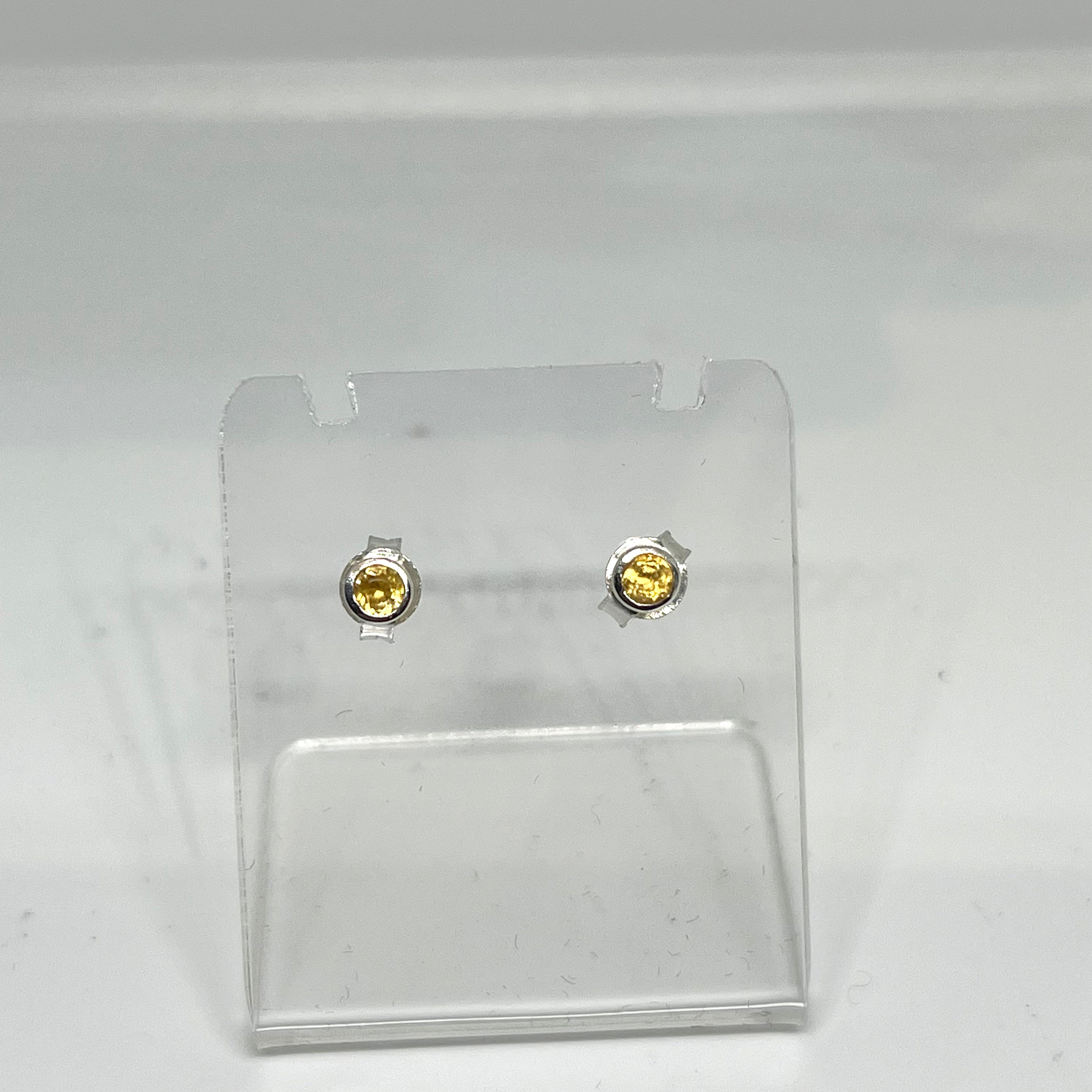 3mm Round Faceted Gemstone Bezel Set Stud Earrings - PSE004 | Elegant Everyday Jewelry for Women, Perfect for Work, Parties & Special Occasions