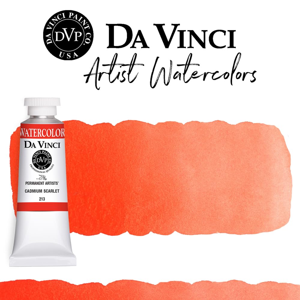 Professional Artist Watercolor Paint - Cadmium Scarlet (37mL Tube) | High-Quality Pigment for Watercolor Painting, Sketching & Illustration | Perfect for Artists, Students & Hobbyists