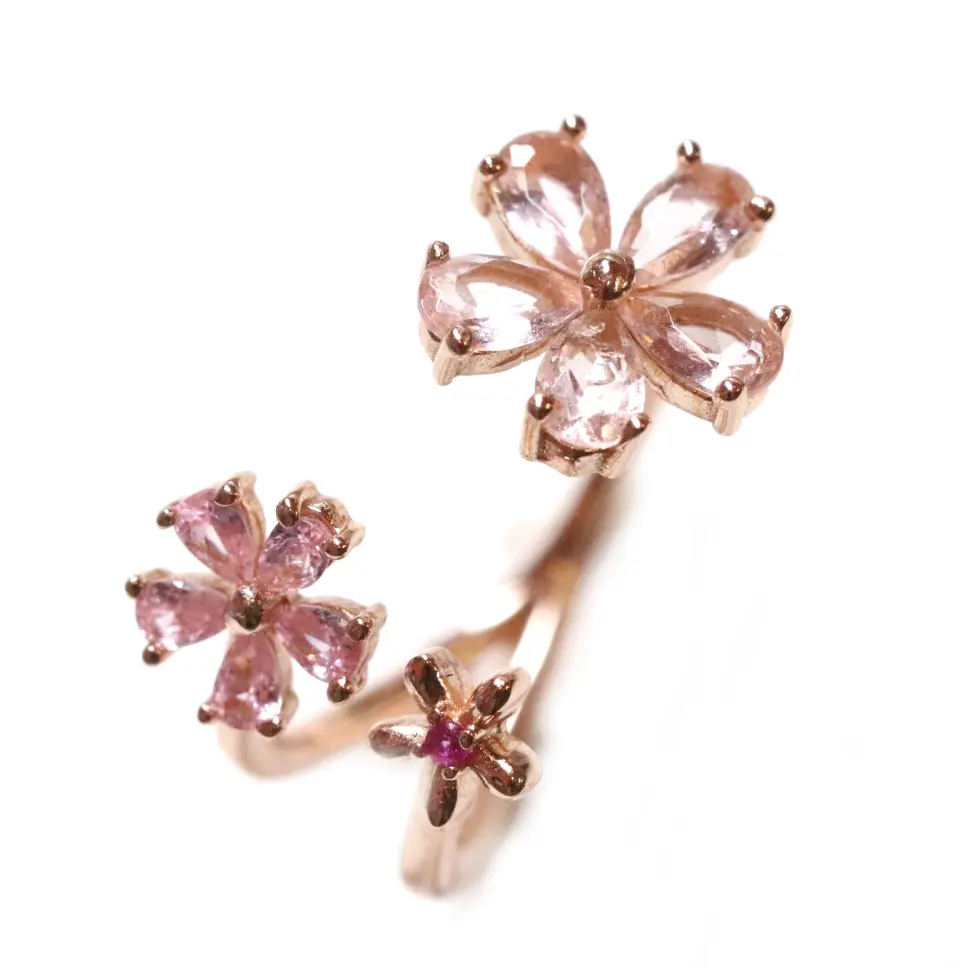 Elegant Blossom Pink Ring for Women - Dainty Floral Jewelry Gift for Her - Perfect for Weddings, Anniversaries & Special Occasions